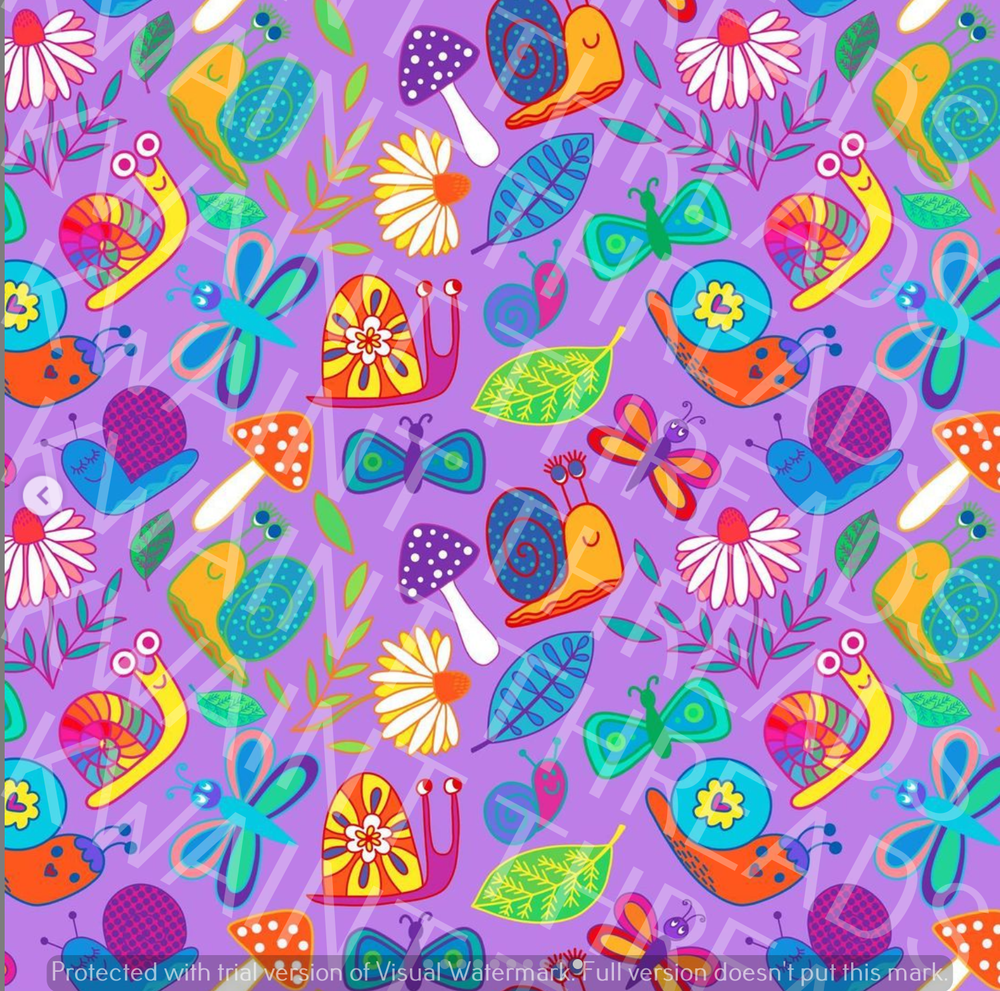 Karly Art Snails Purple Jumble Fabric On Demand Pre Order