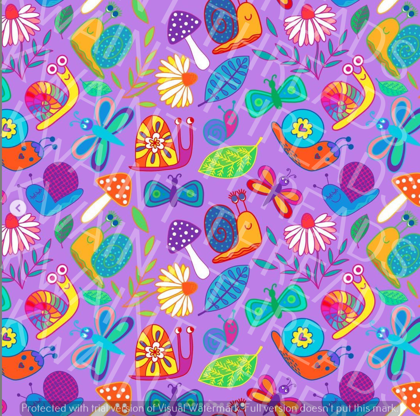 Karly Art Snails Purple Jumble Fabric On Demand Pre Order