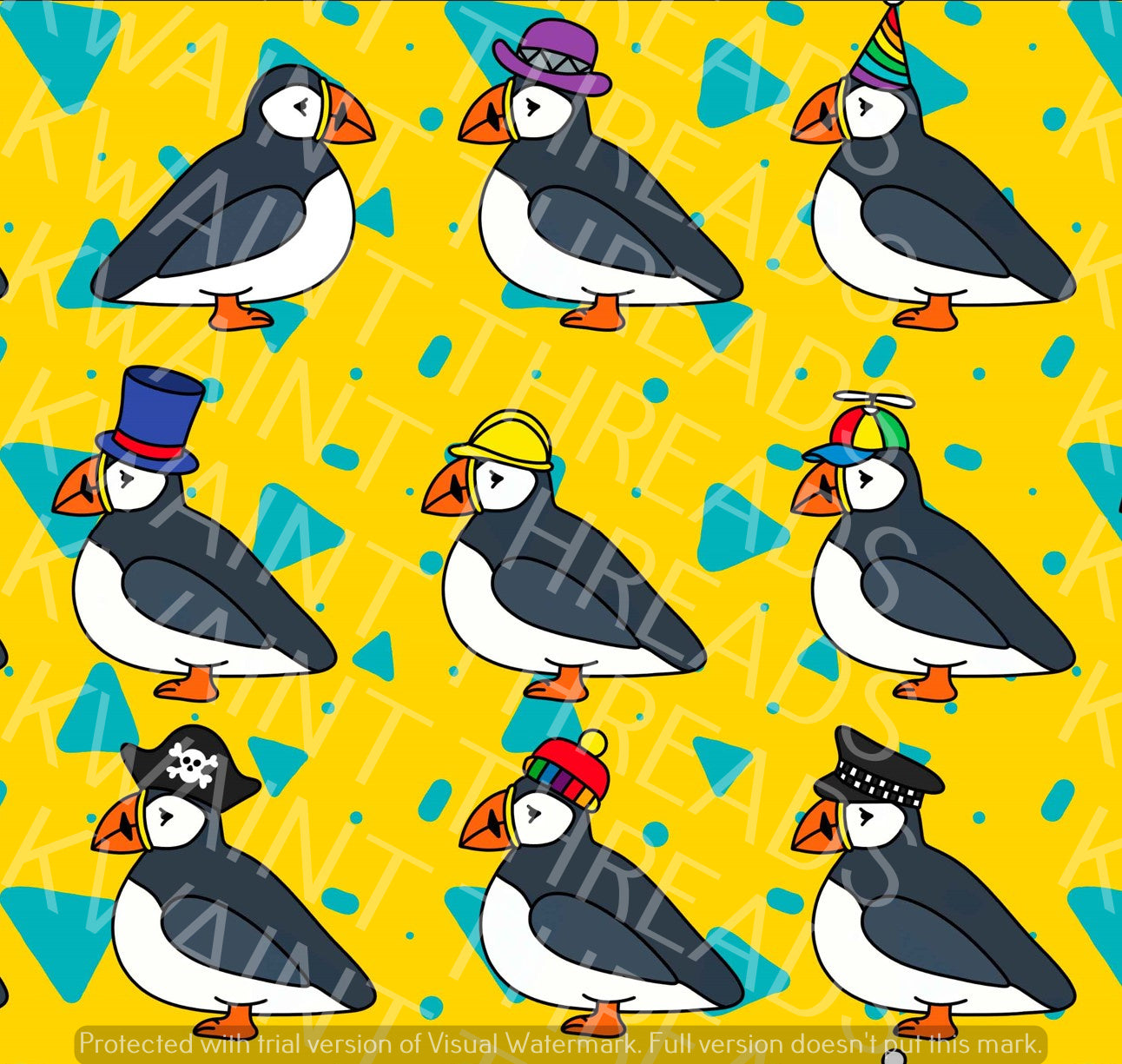 Fabric Mama Try my Hat Puffin Fabric On Demand Pre Order