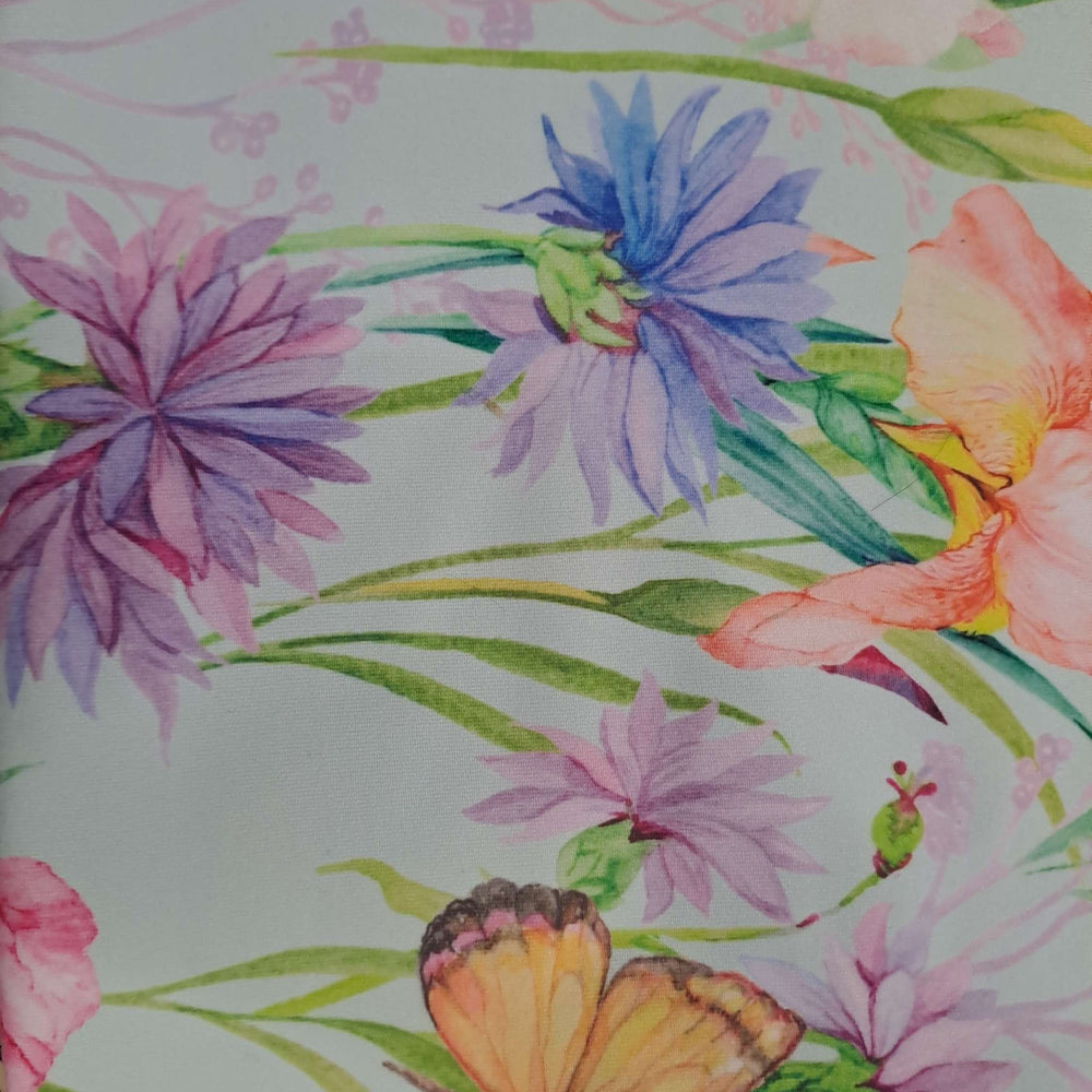 Kwaint Butterflies & flowers Blue Double Brushed Poly