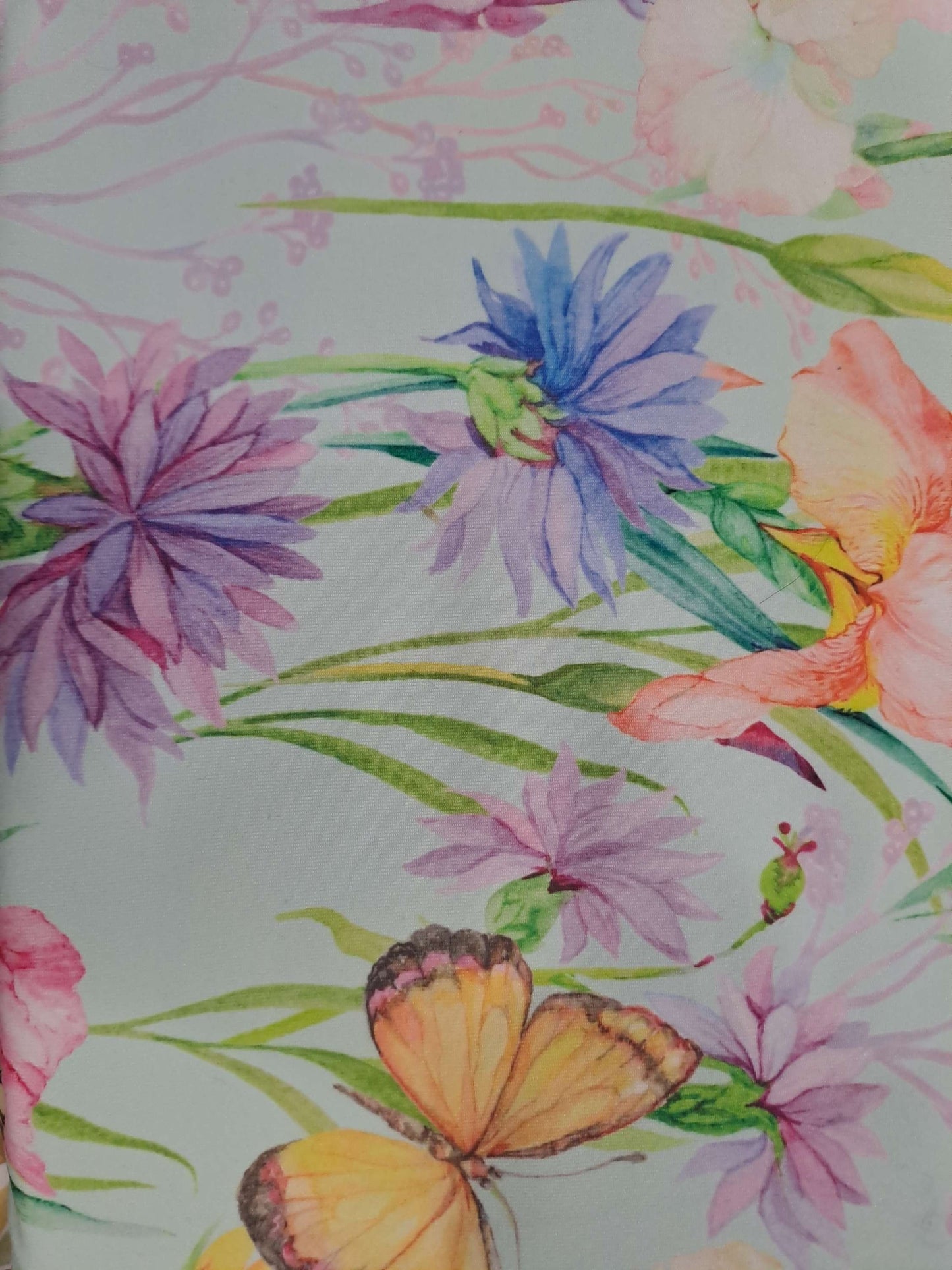 Kwaint Butterflies & flowers Blue Double Brushed Poly