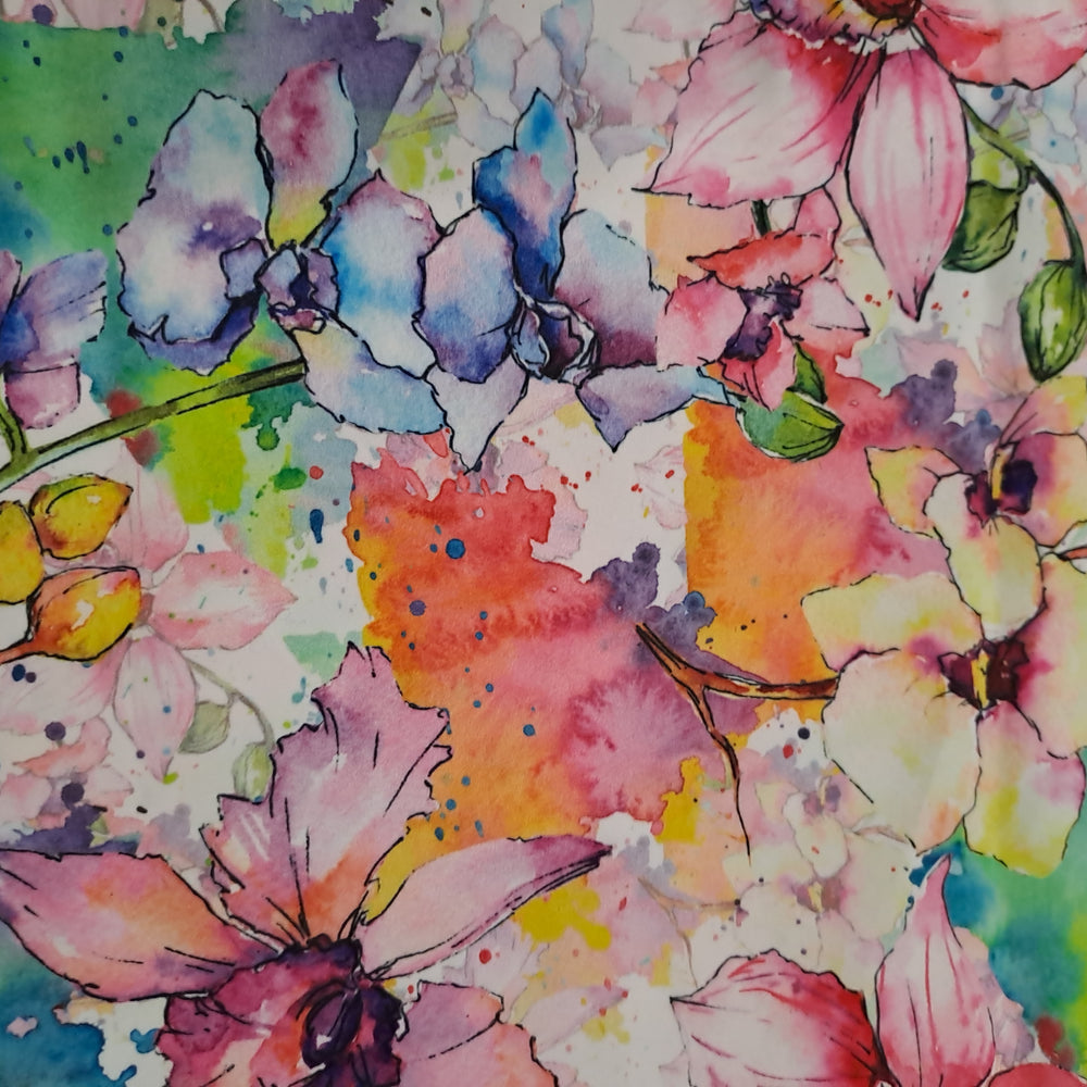 Kwaint Watercolour Flowers Peachskin