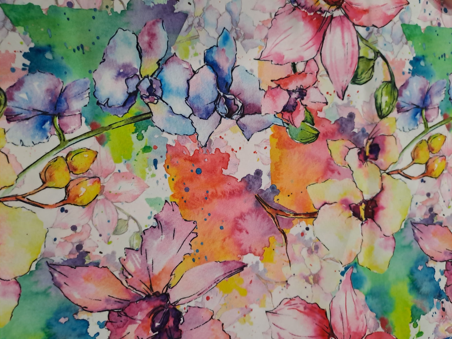 Kwaint Watercolour Flowers Peachskin