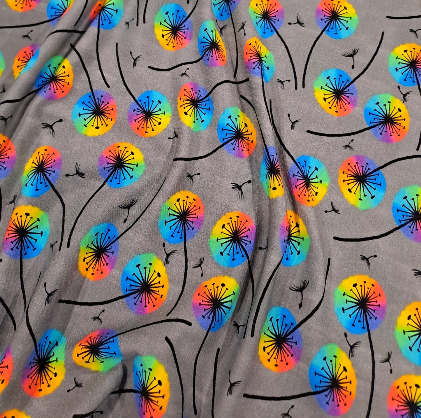 Fabric Mama Blown Away Rainbow Organic Cotton French Terry Fabric