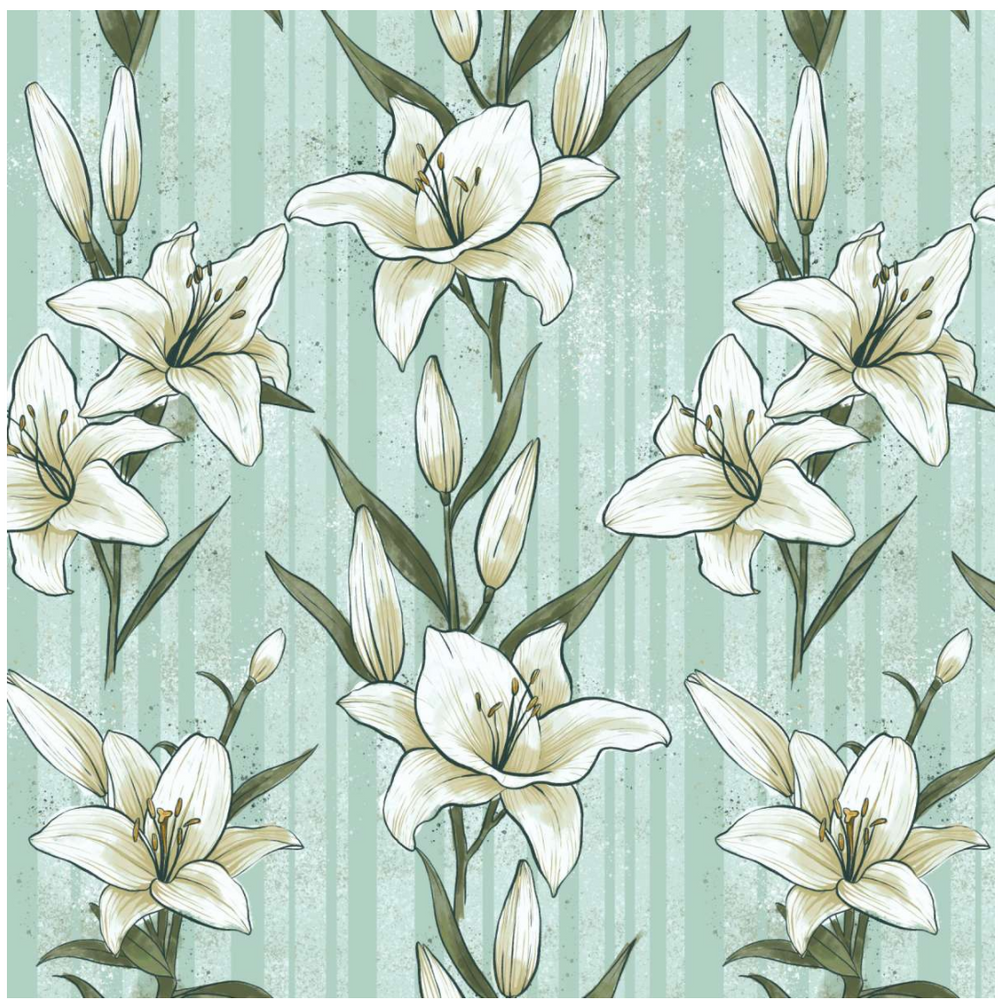 Lillestoff Lillies Dream Mint Organic 100% Cotton Woven Fabric Cotton