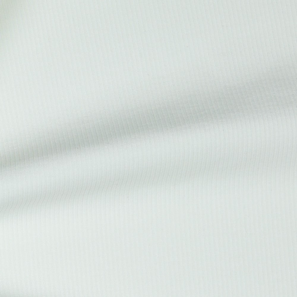 Euro Knit White Ribbed Jersey GOTS Certified Cotton Lycra Fabric