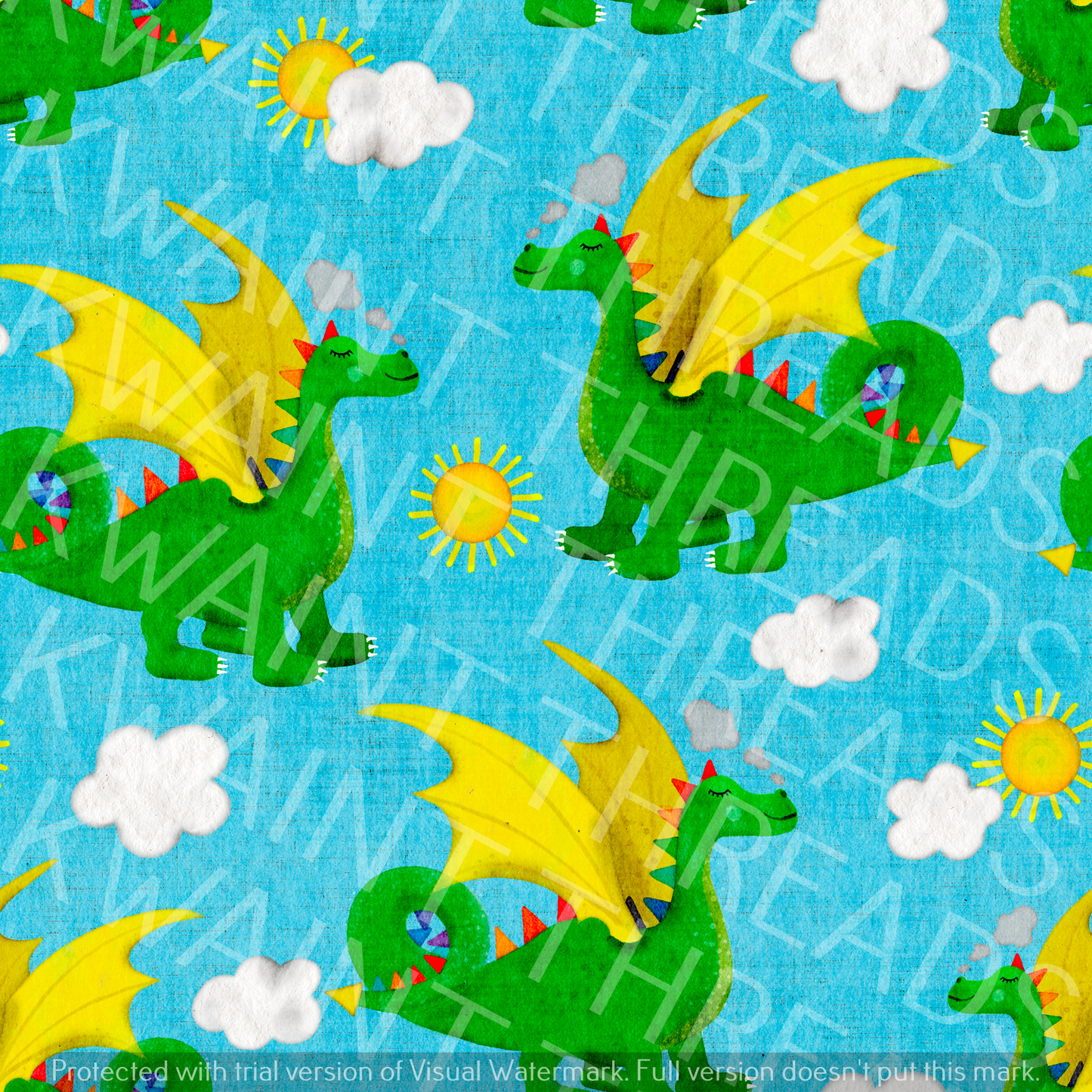 Fabric Mama Norbert Green Dragon Fabric On Demand Pre Order
