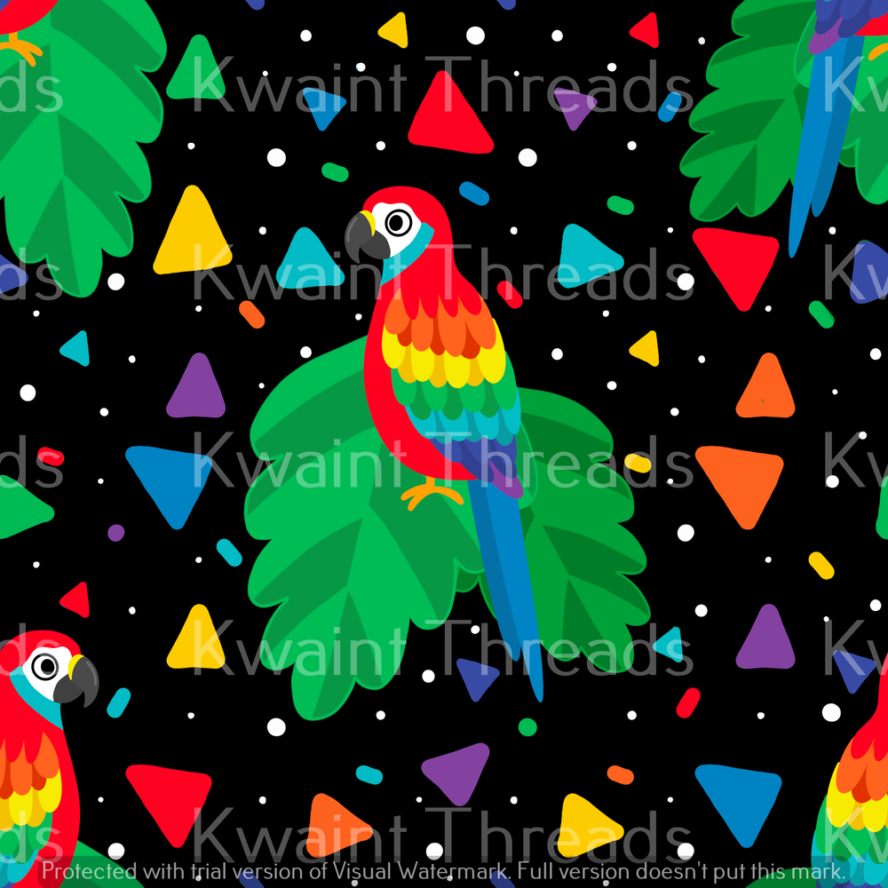 Fabric Mama Rainbow Parrot Party On Demand Pre Order Birds Parrot