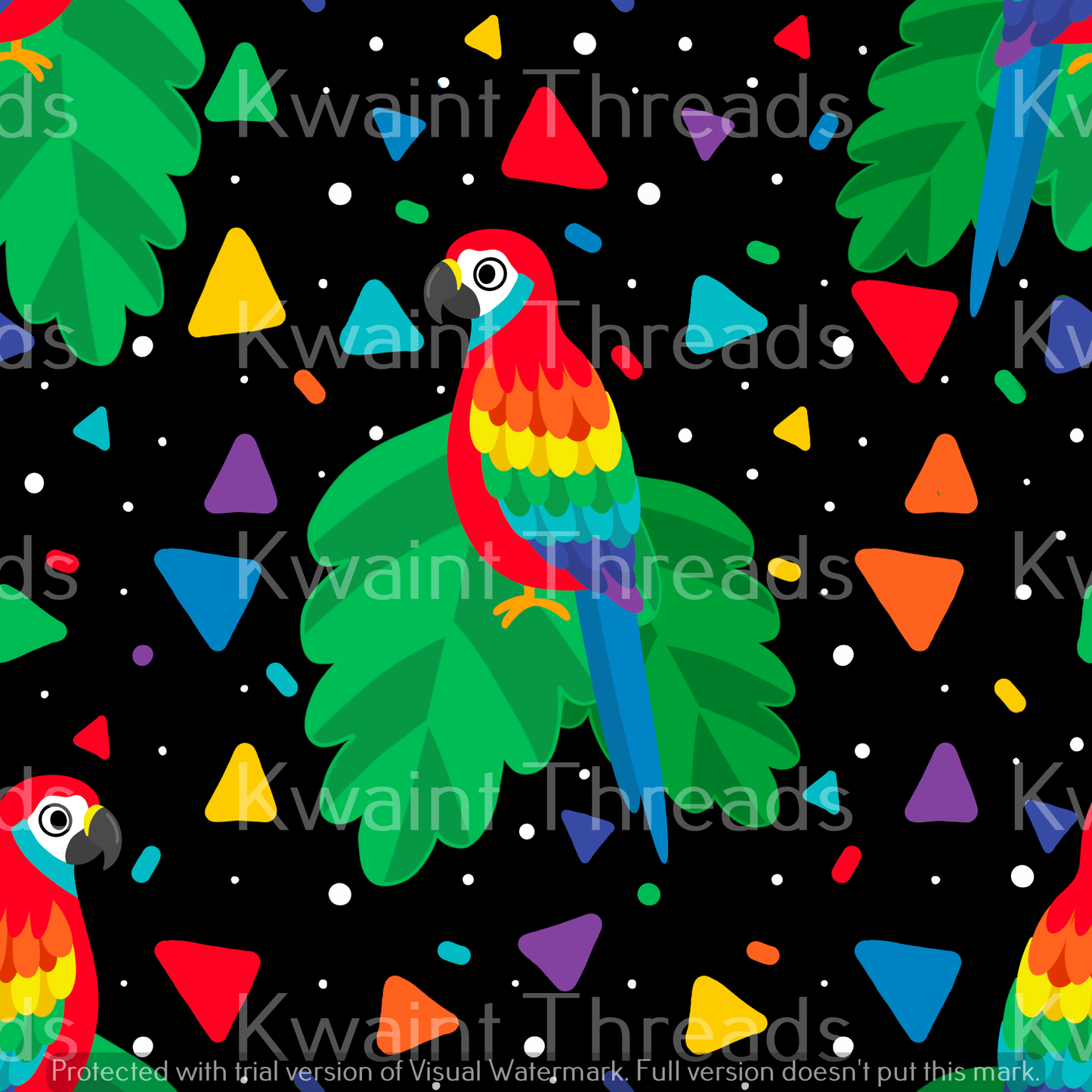 Fabric Mama Rainbow Parrot Party On Demand Pre Order Birds Parrot