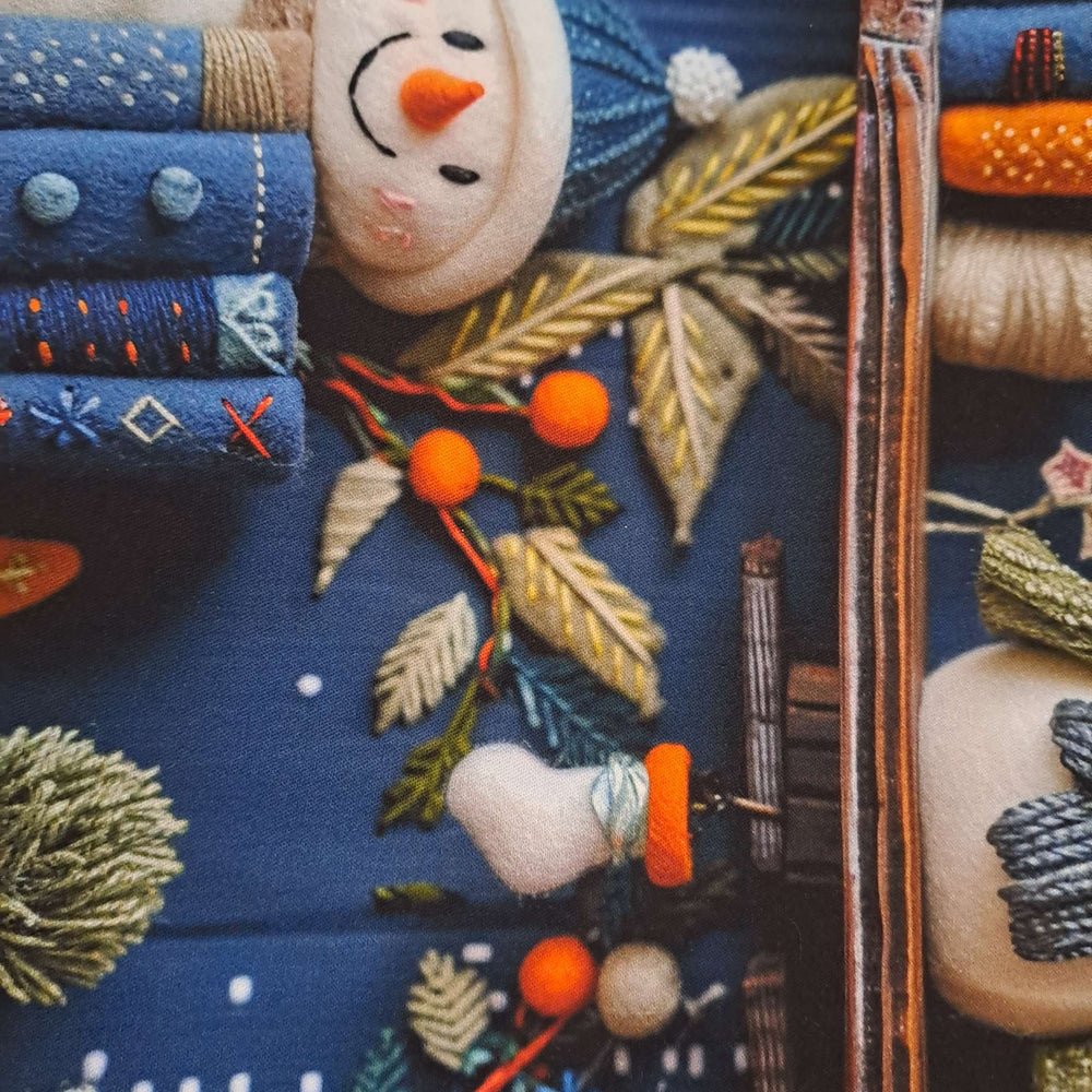 Kwaint Christmas Bookshelf Snowman Twill