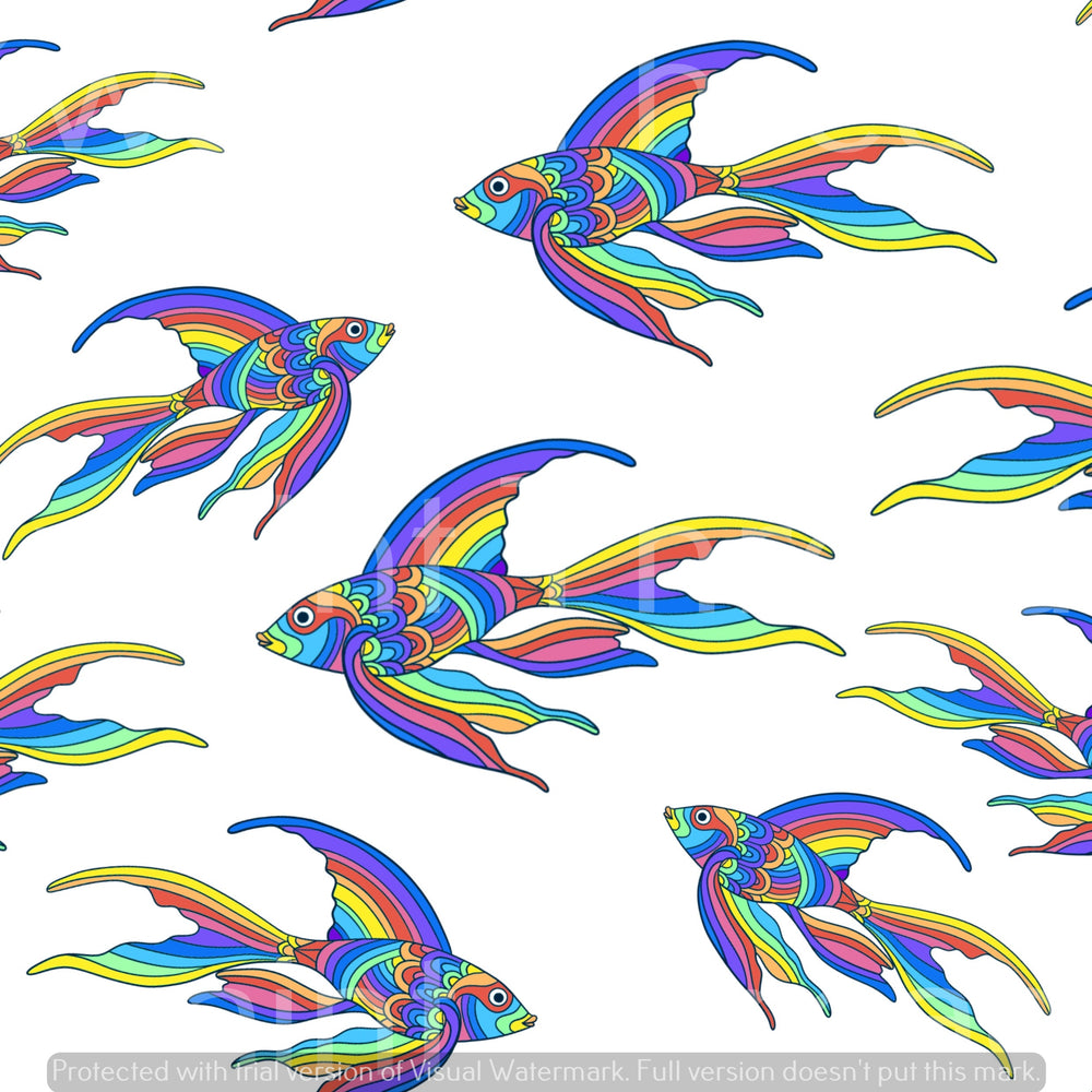 Karly Art Rainbow Fish White Fabric On Demand Pre Order