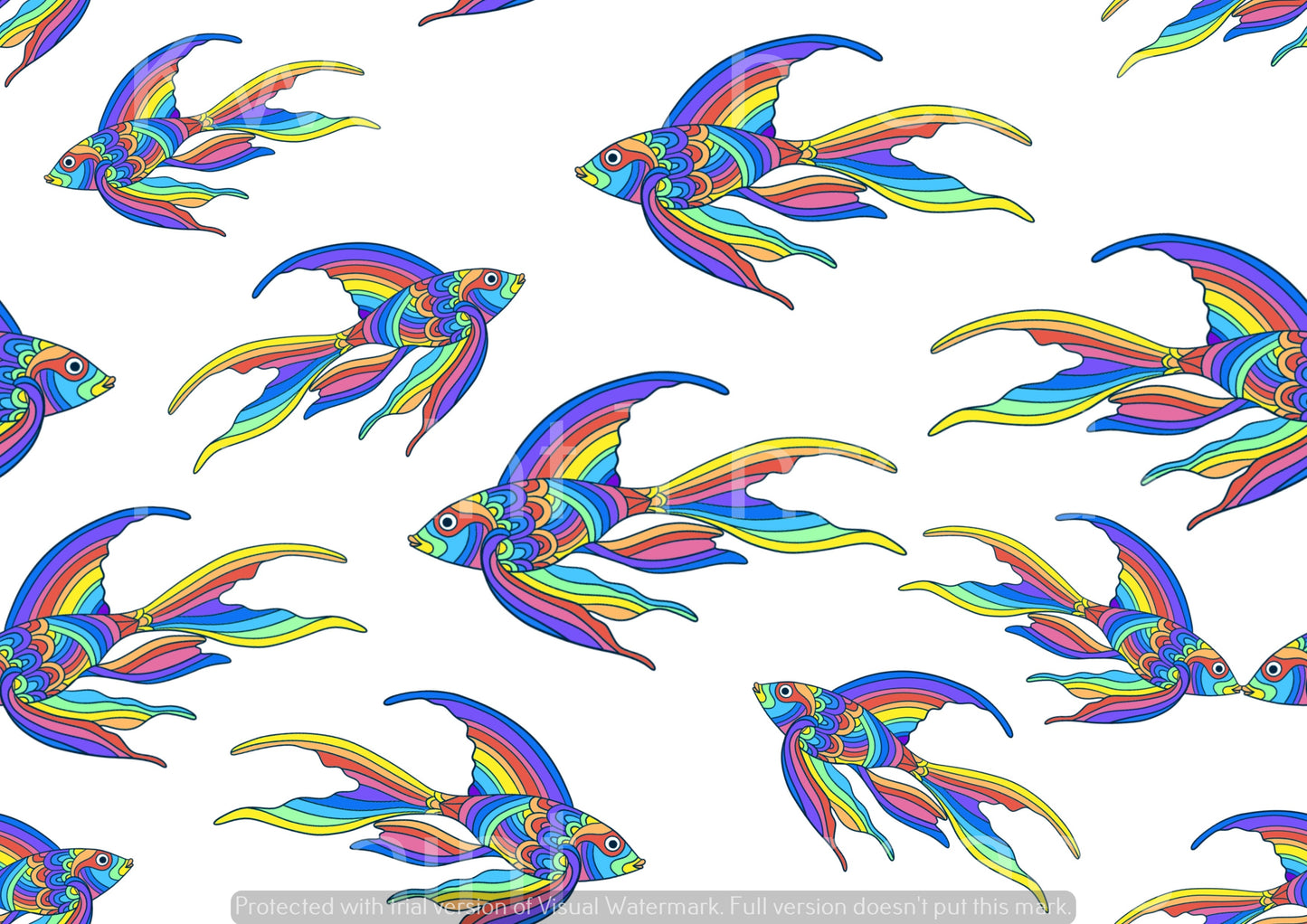Karly Art Rainbow Fish White Fabric On Demand Pre Order