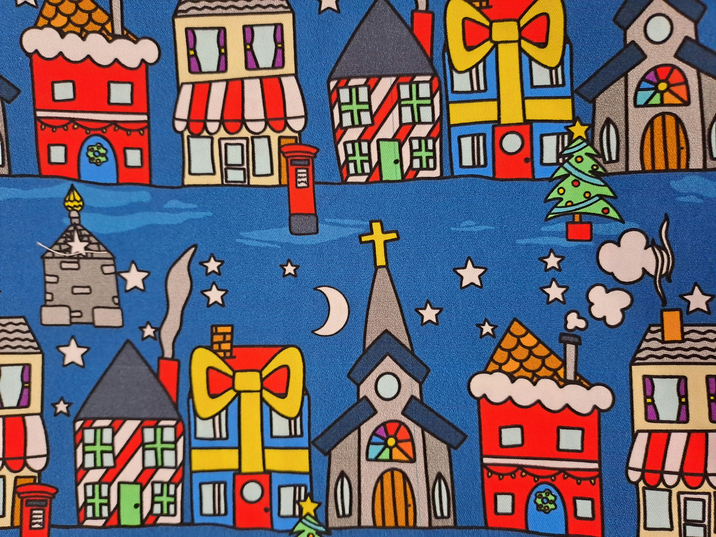 Fabric Mama Christmas Town Cotton Twill 150gsm In stock Fabric