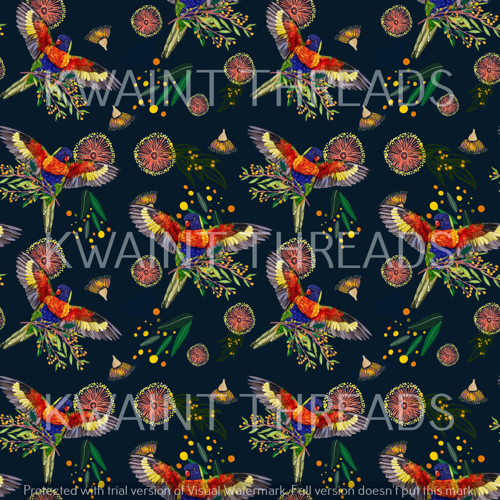 Etched Busy Rosellas Black Preorder