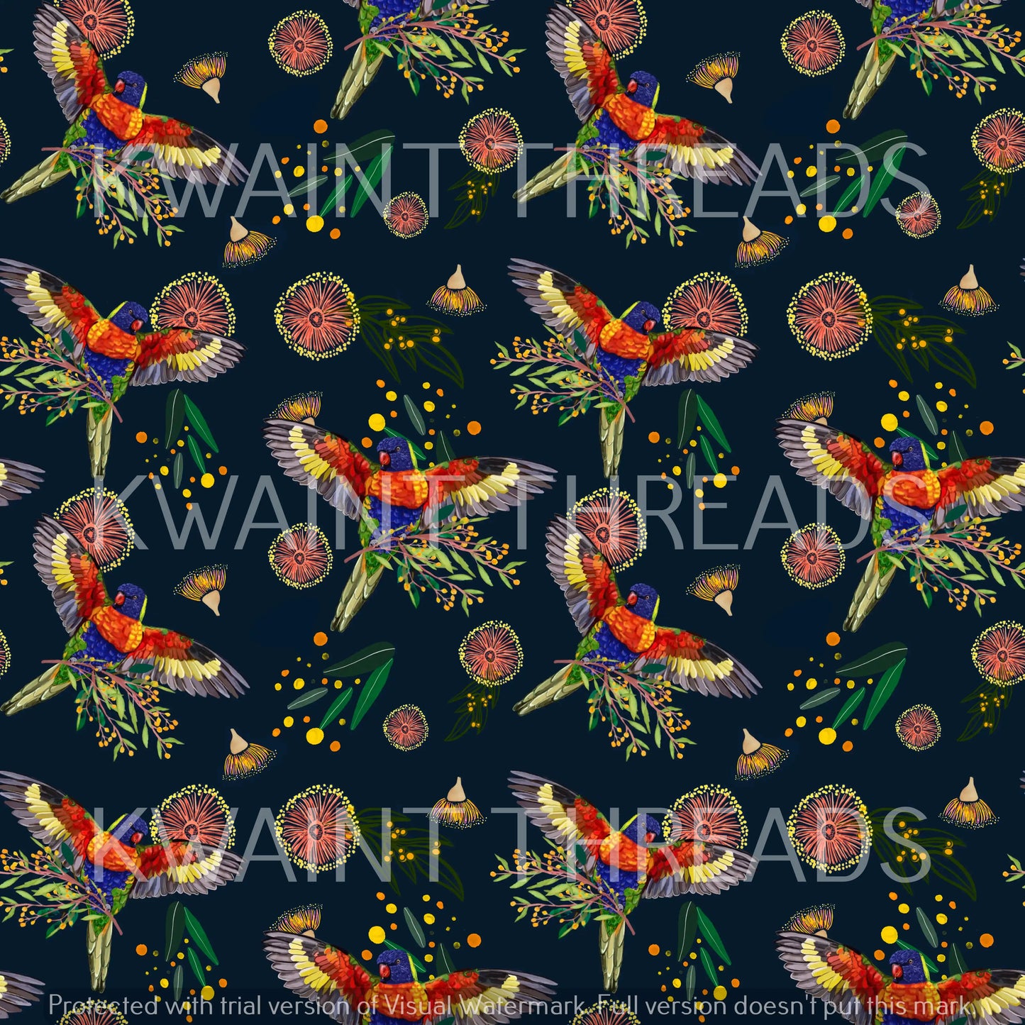 Etched Busy Rosellas Black Preorder