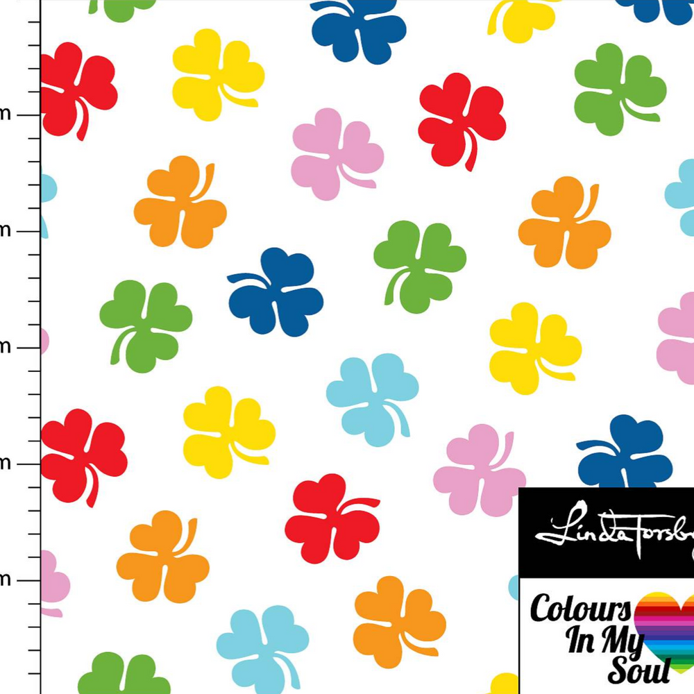 
                      
                        Colours in My Soul Rainbow Clovers Go Colorful Organic Cotton Lycra Knit Fabric
                      
                    