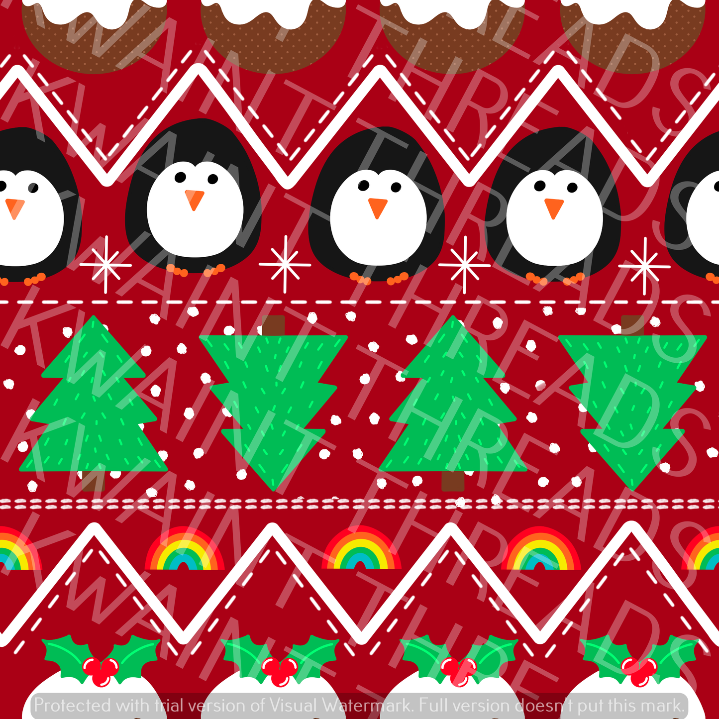 Fabric Mama Christmas Jumper Penguin Fabric On Demand Pre Ord