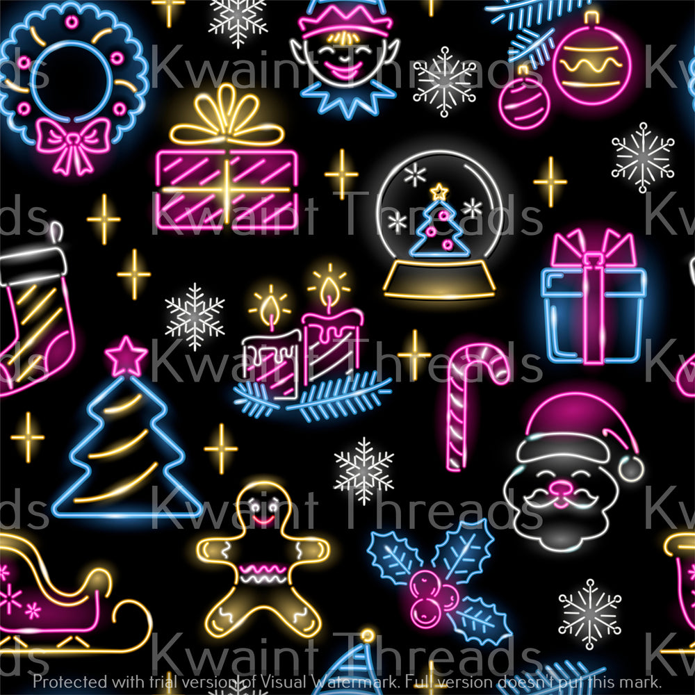 Kwaint Christmas Neon Glow Preorder On Demand Printed Fabric