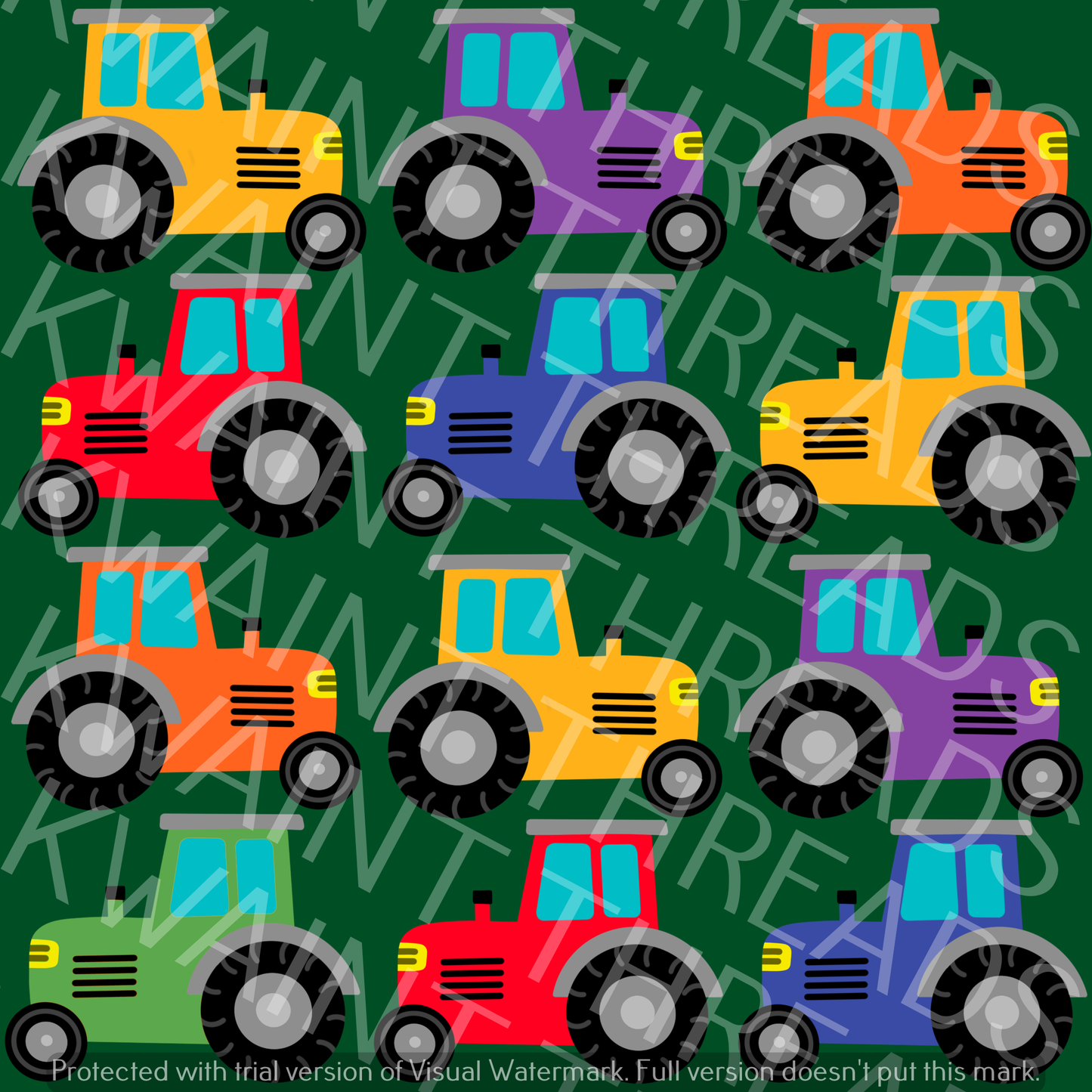 Fabric Mama Rainbow Tractors Fabric On Demand Pre Ord