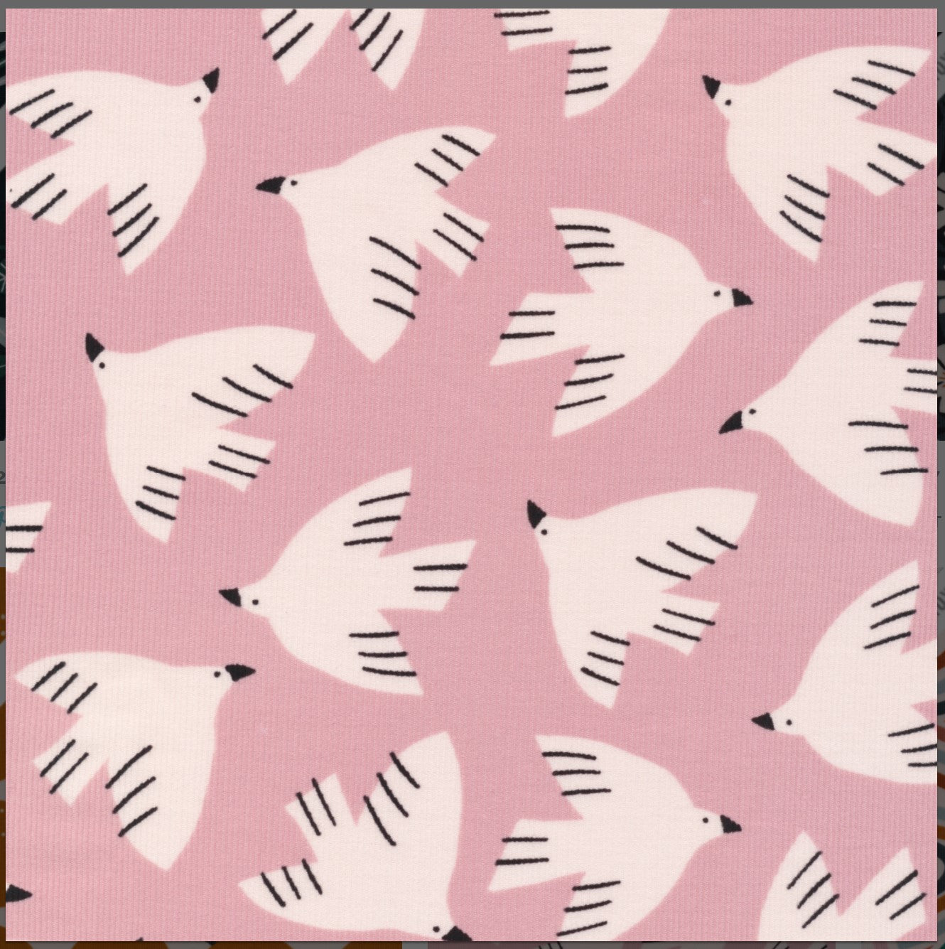 Cloud 9 Glide Pink Birds Organic Corduroy Easy Weekend Betsy Siber