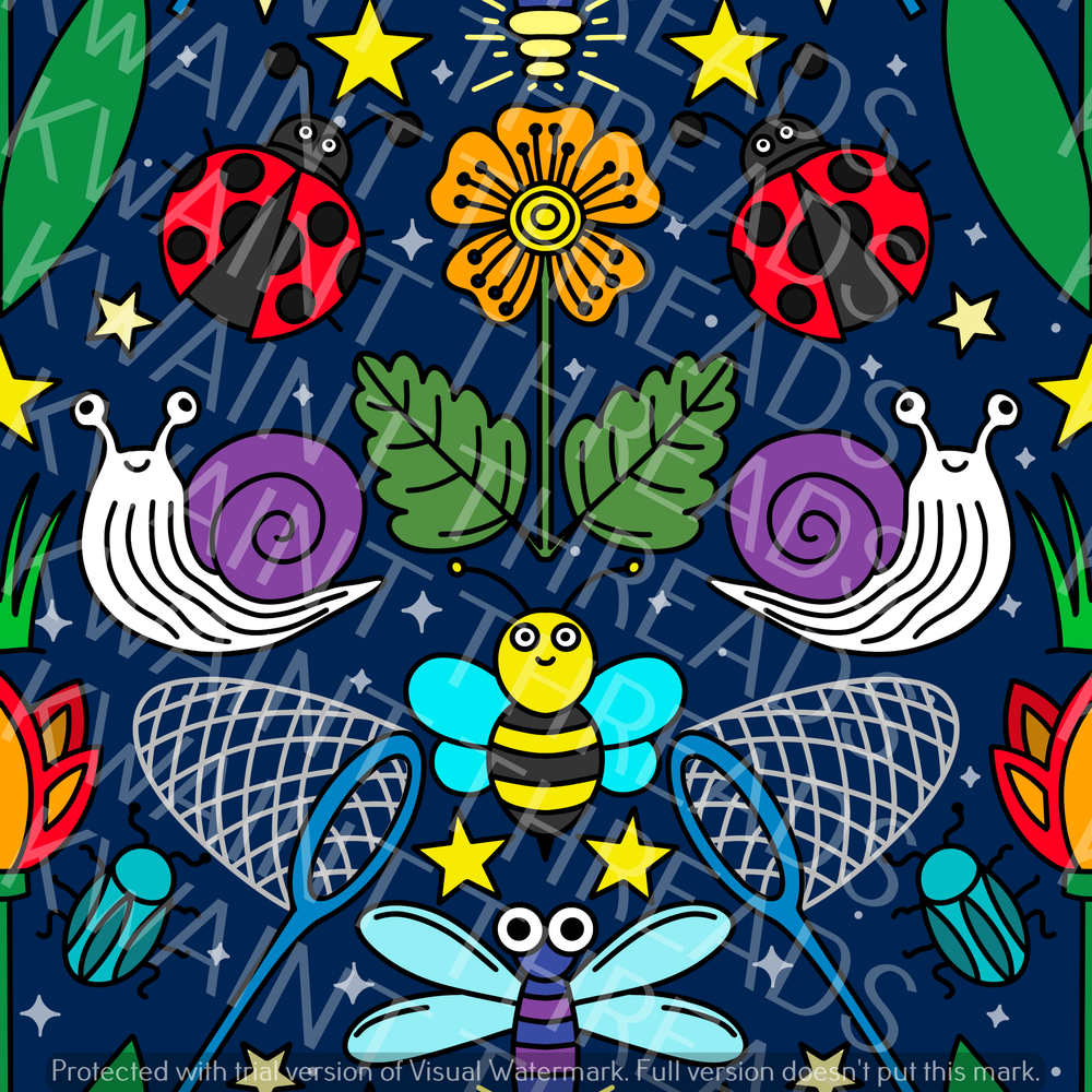 Fabric Mama Night Garden Navy Blue Fabric On Demand Pre Order