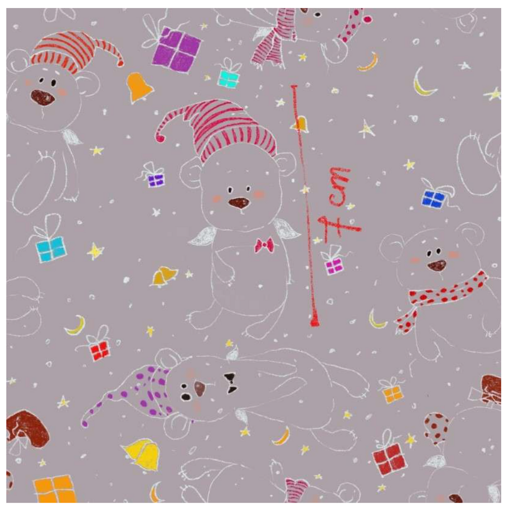 Lillestoff Christmas Bears Purple Organic Cotton Lycra Jersey Knit Fabric