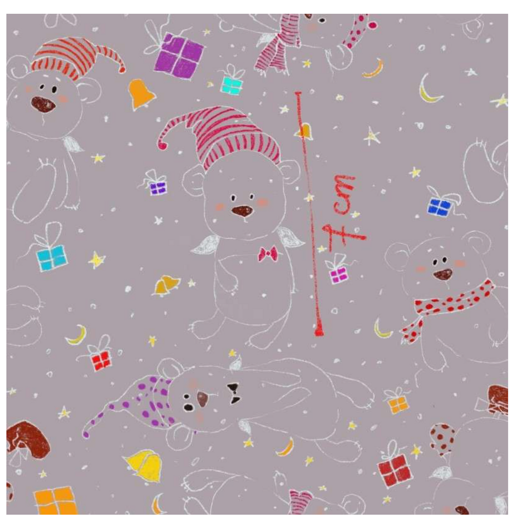 Lillestoff Christmas Bears Purple Organic Cotton Lycra Jersey Knit Fabric