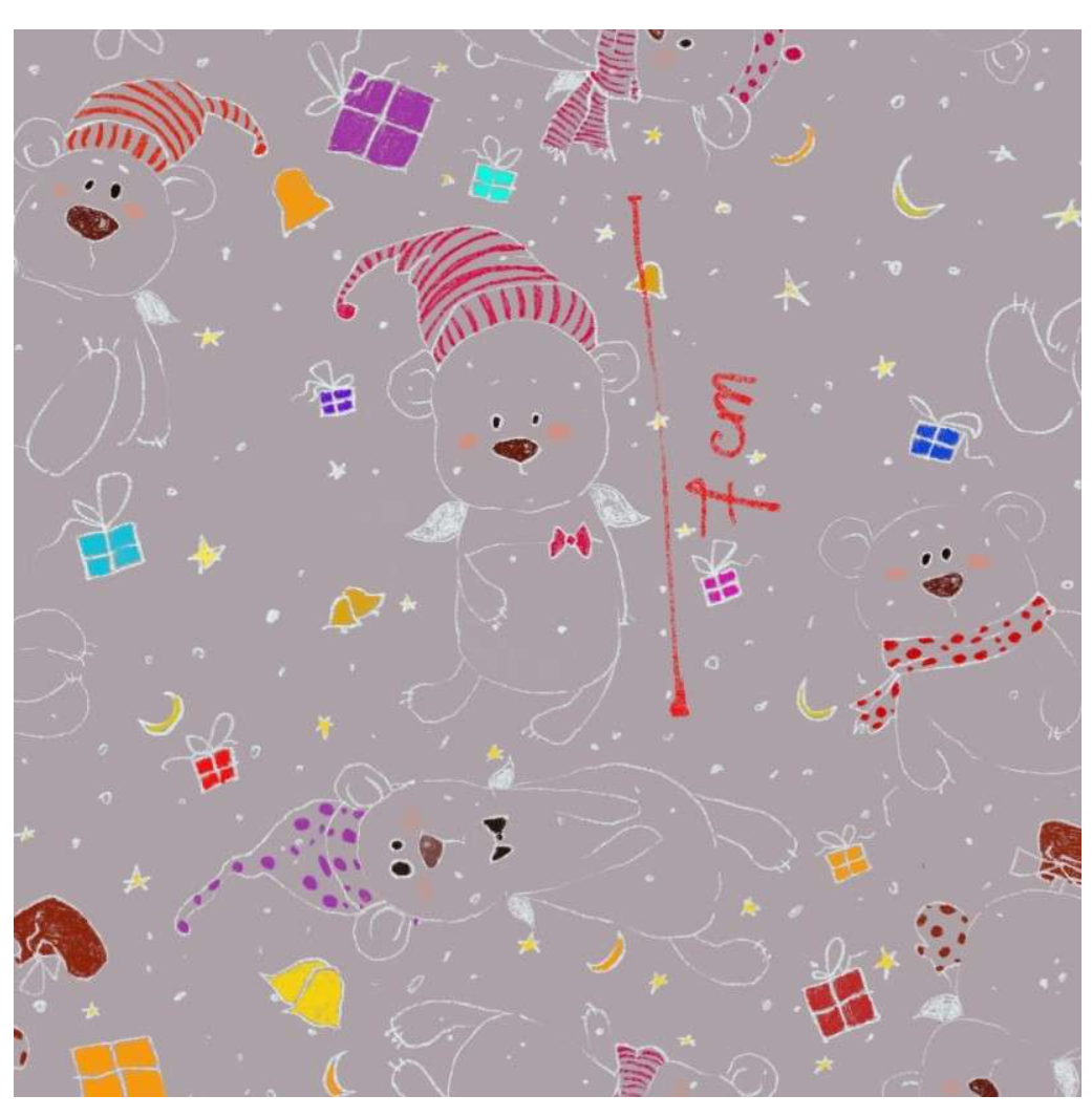 Lillestoff Christmas Bears Purple Organic Cotton Lycra Jersey Knit Fabric