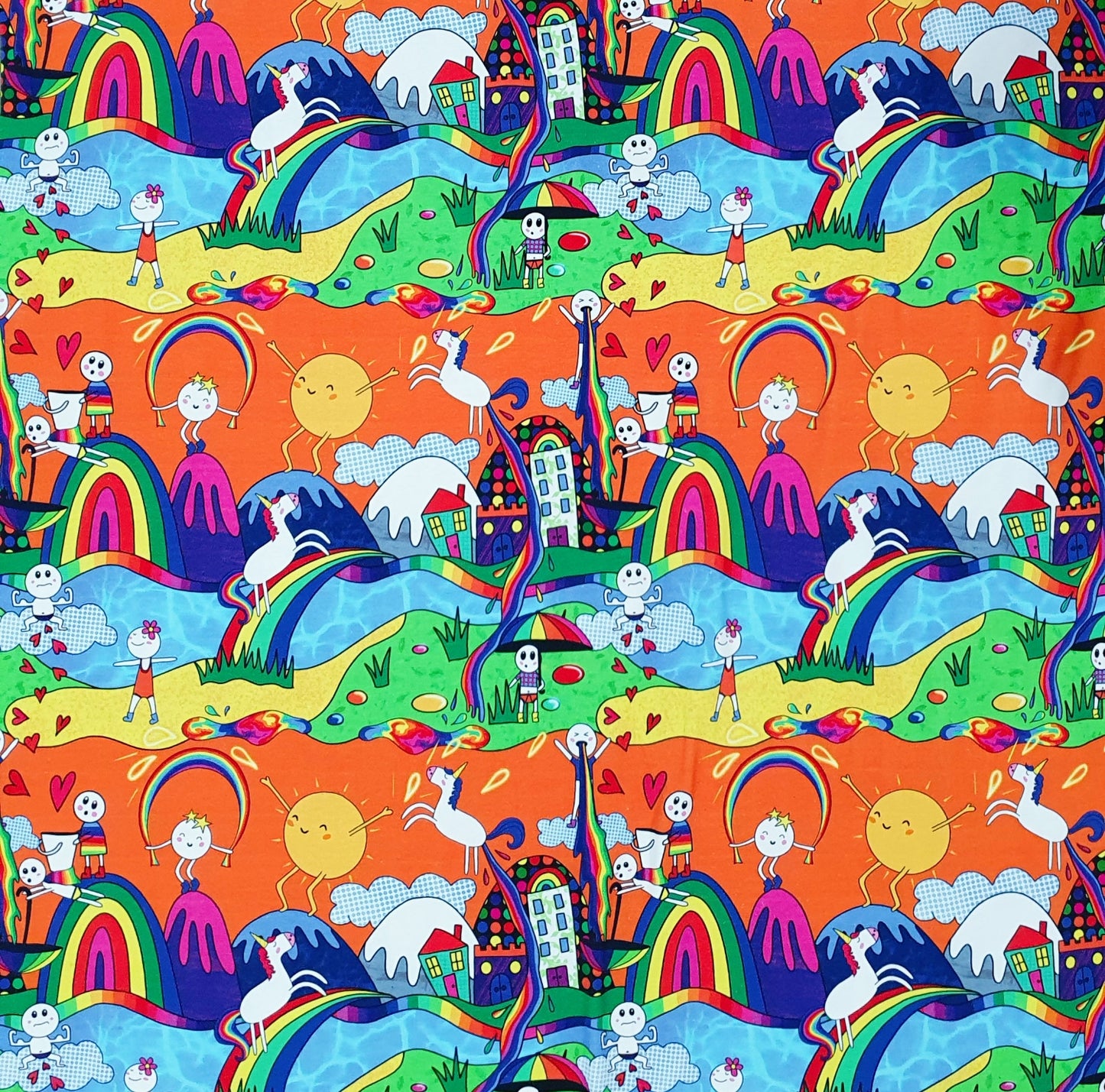 Juels Rainbow Wonderland Organic Cotton Lycra Jersey Multicoloured Knit Fabric