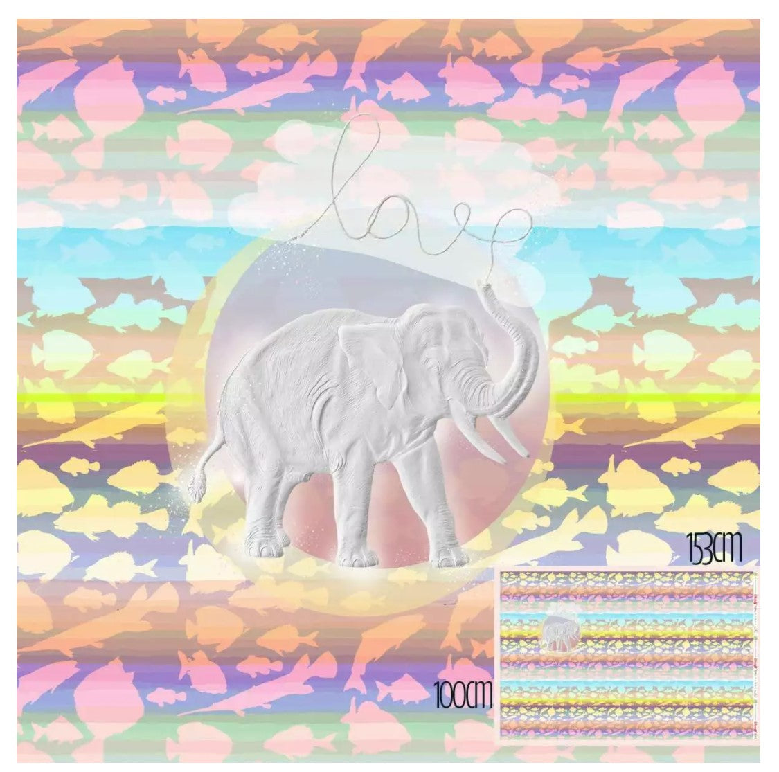 Lillestoff Gentle Elephant Rainbow Organic Cotton Lycra Jersey Knit Fabric