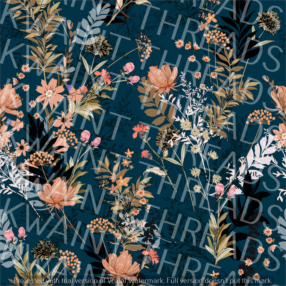 Indigo Flowers Pre order Floral Teal fabric bouquet of flowers