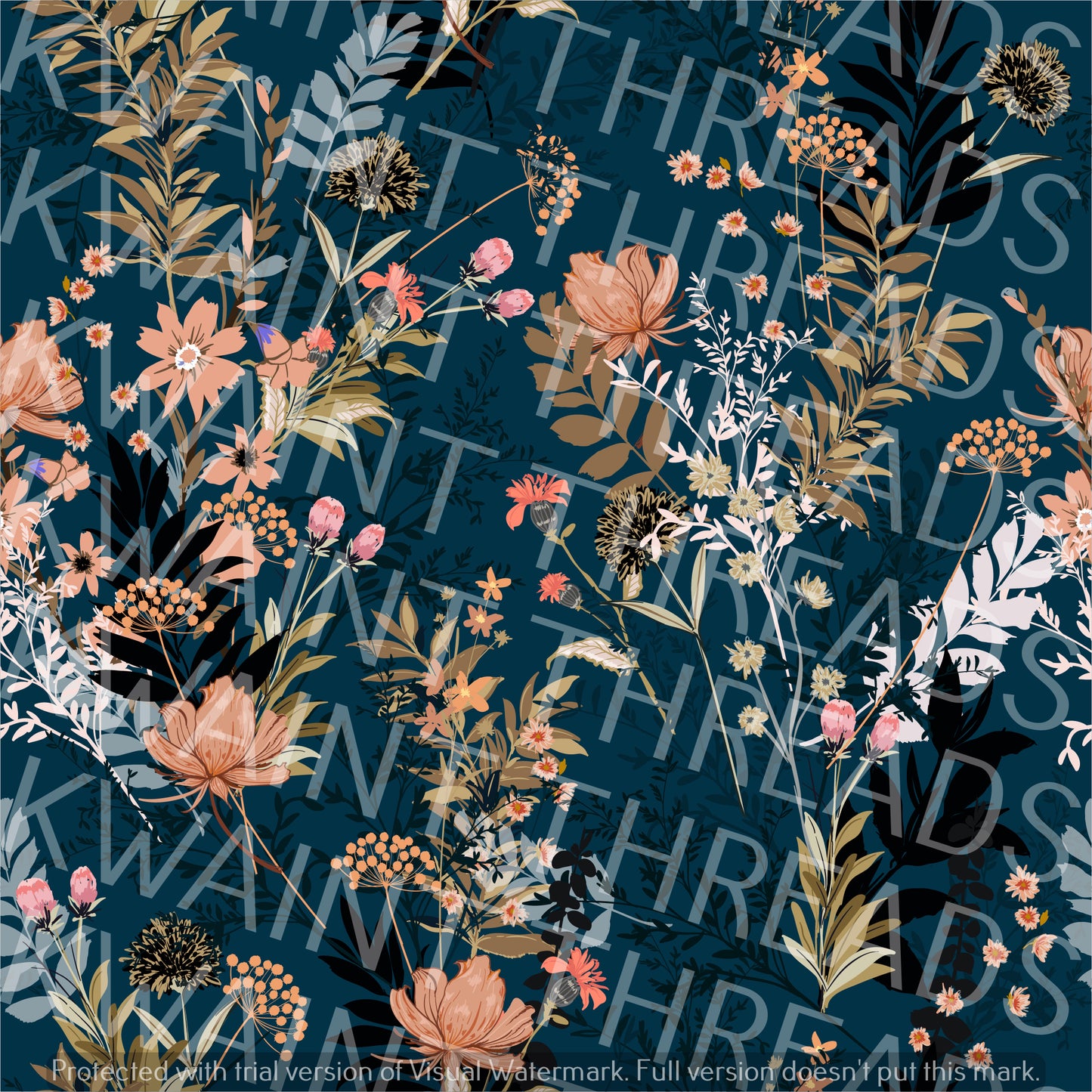Indigo Flowers Pre order Floral Teal fabric bouquet of flowers