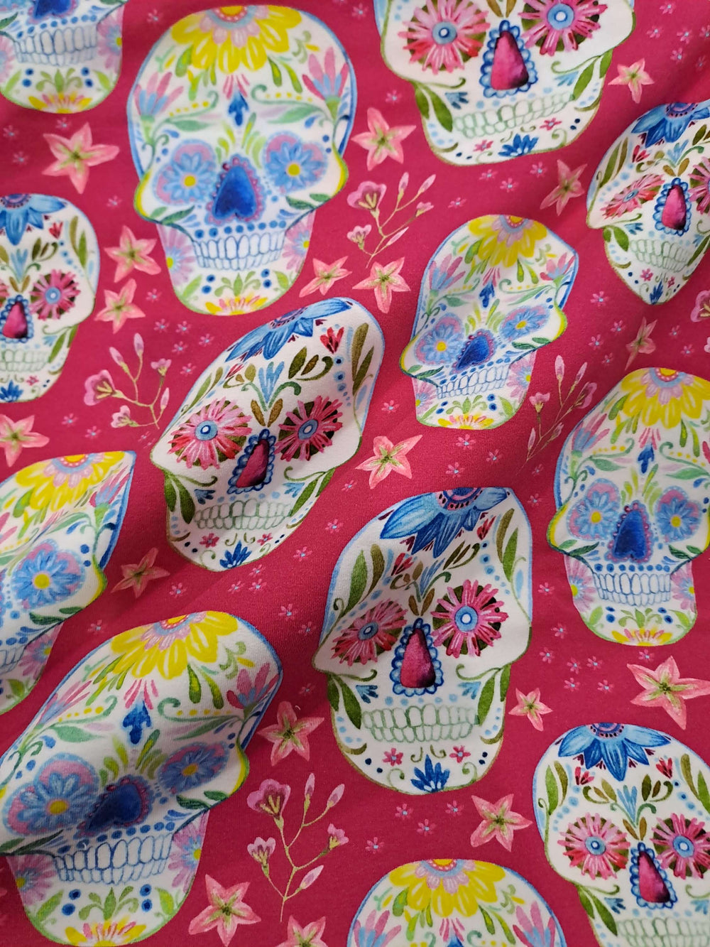 Kwaint Sugar Skulls Pink French Terry