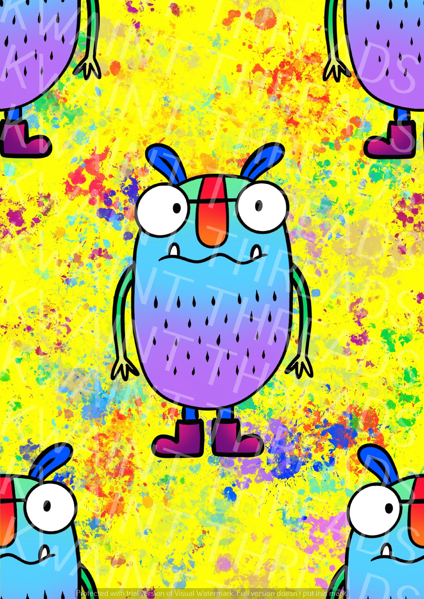 Karly Art Little Weirdos Colin Yellow Fabric On Demand Pre Order