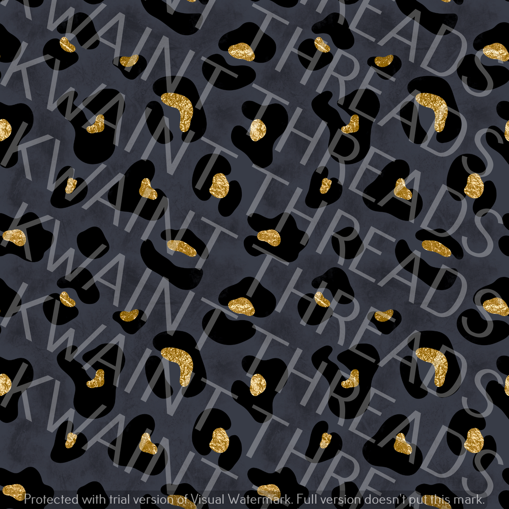 Fabric Mama Gold Leopard Print Grey Fabric On Demand Pre Order