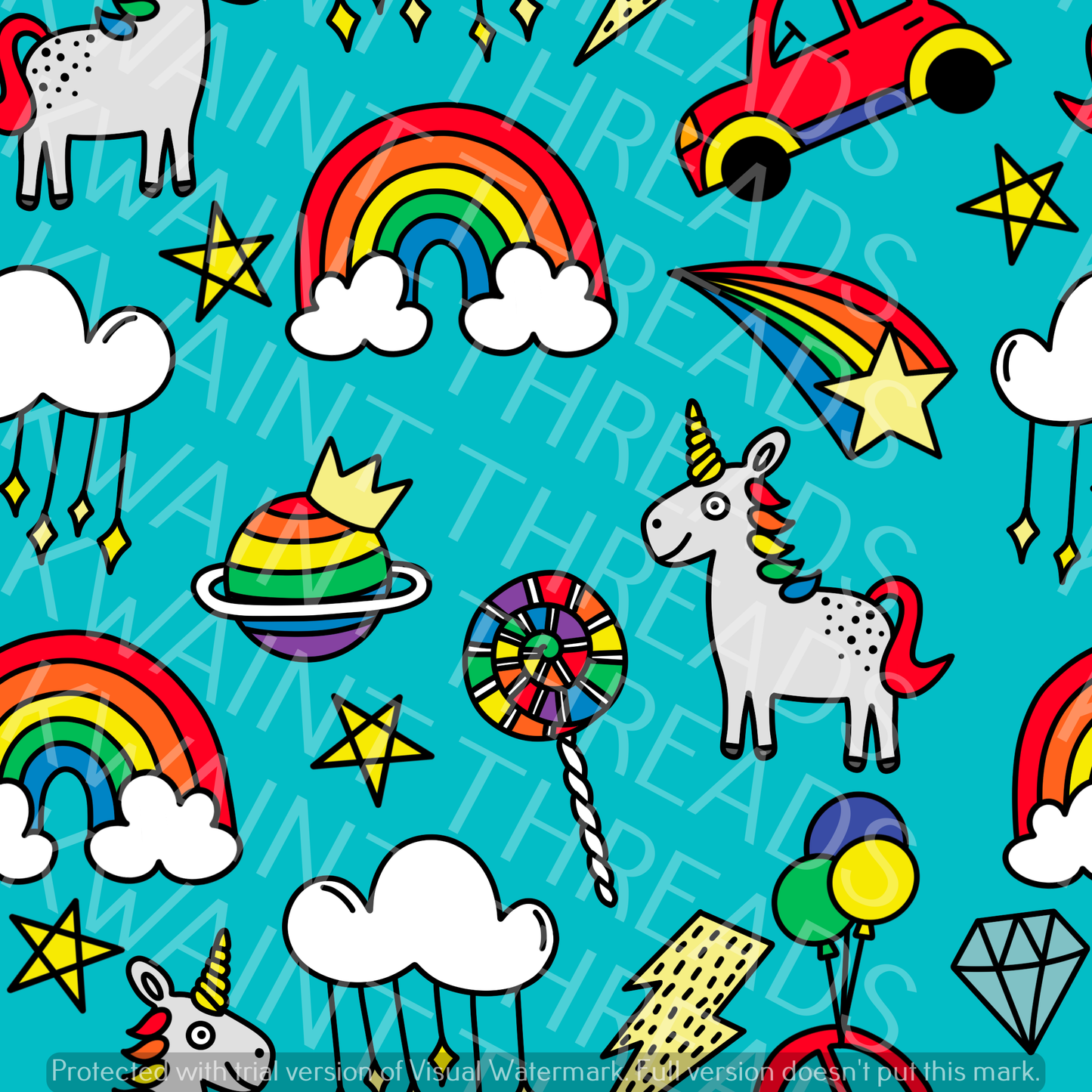 Fabric Mama Unicorny Unicorn Blue Fabric On Demand Pre Order
