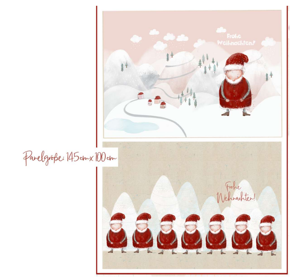 Lillestoff Large Santa Sack White Christmas Bag Panel Santa Clauses Red Panel
