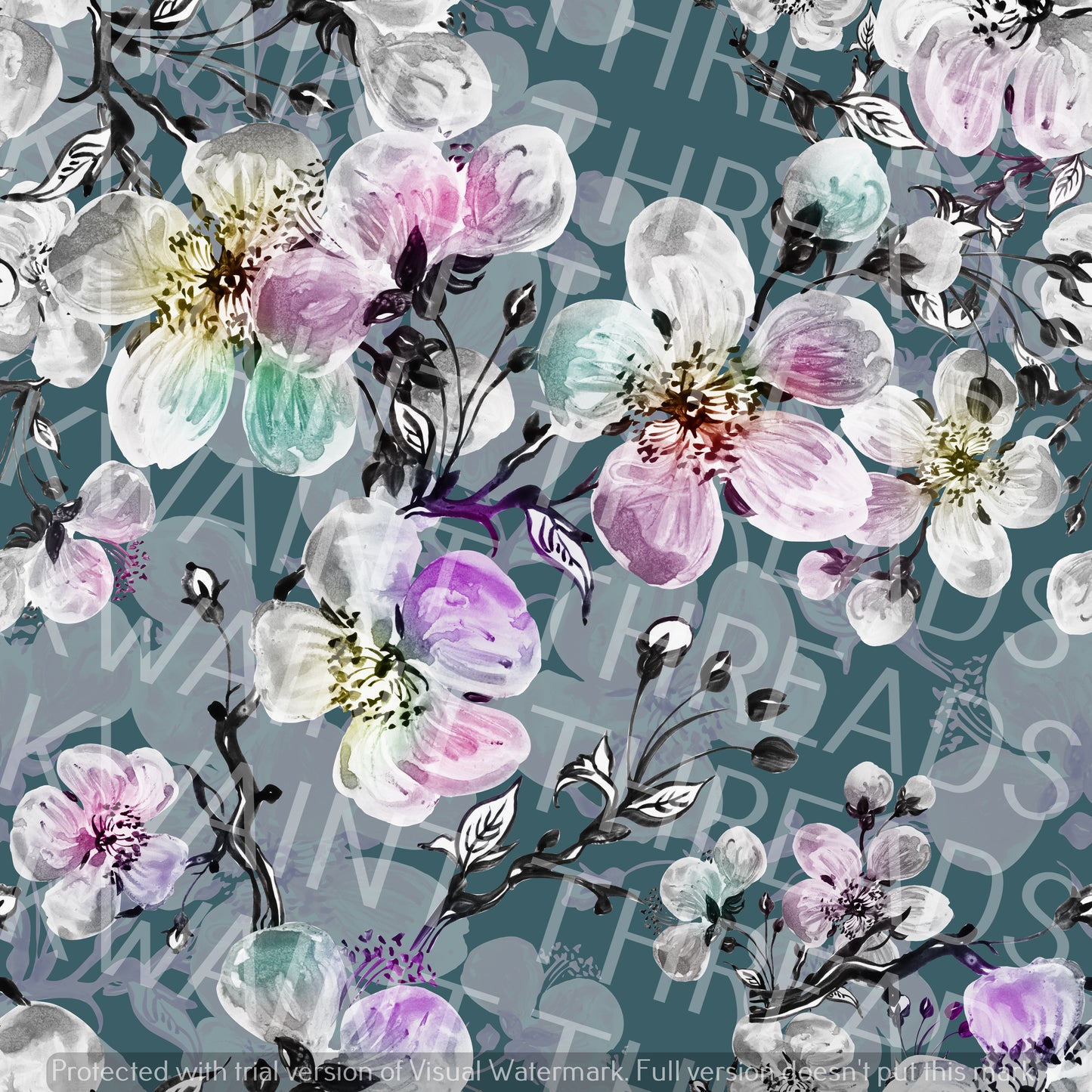 Large Flowers Blue Pre order Floral fabric bouquet of flowers