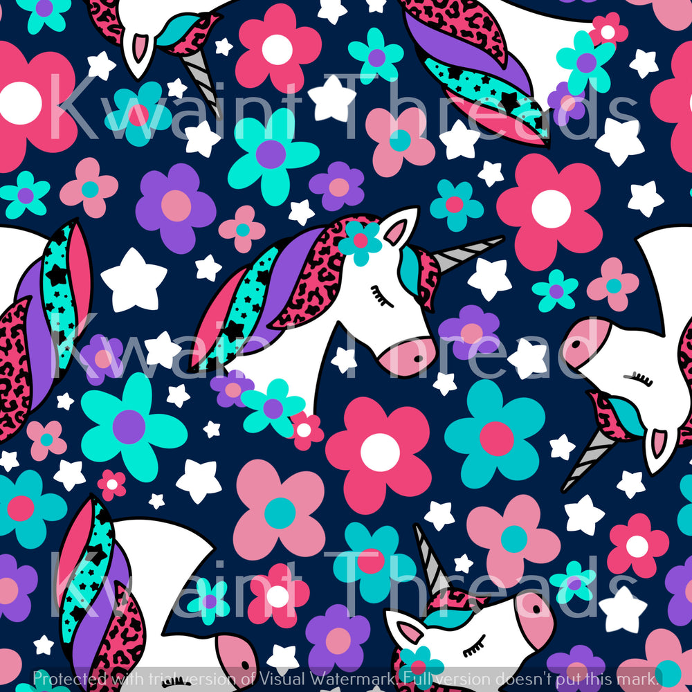 Fabric Mama Unicorns Navy Pre order