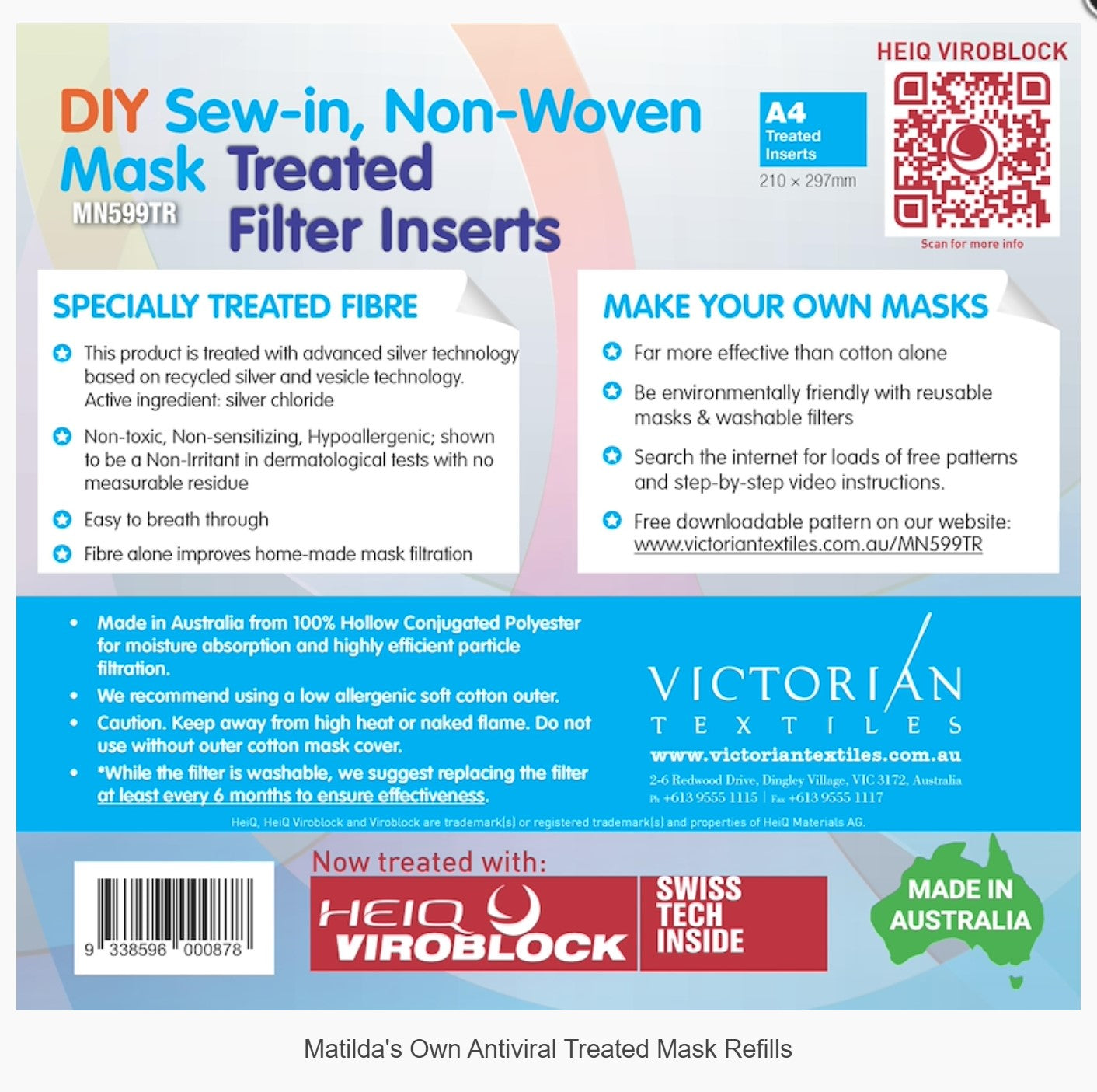 Matildas Own Antiviral Face Mask Filter Inserts Face Mask Filters making masks