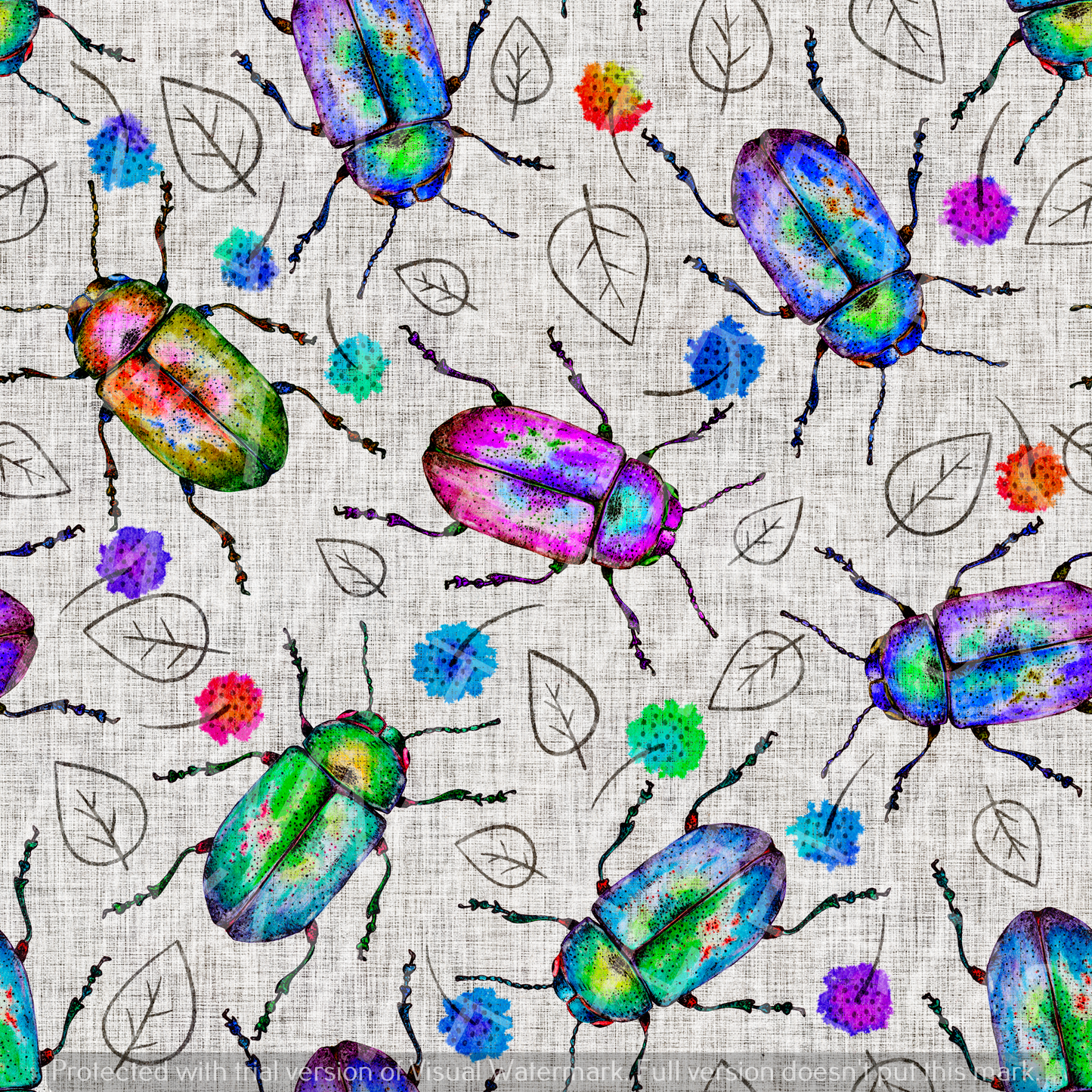 Fabric Mama Betsy Beetles Bugs Grey Fabric On Demand Pre Order