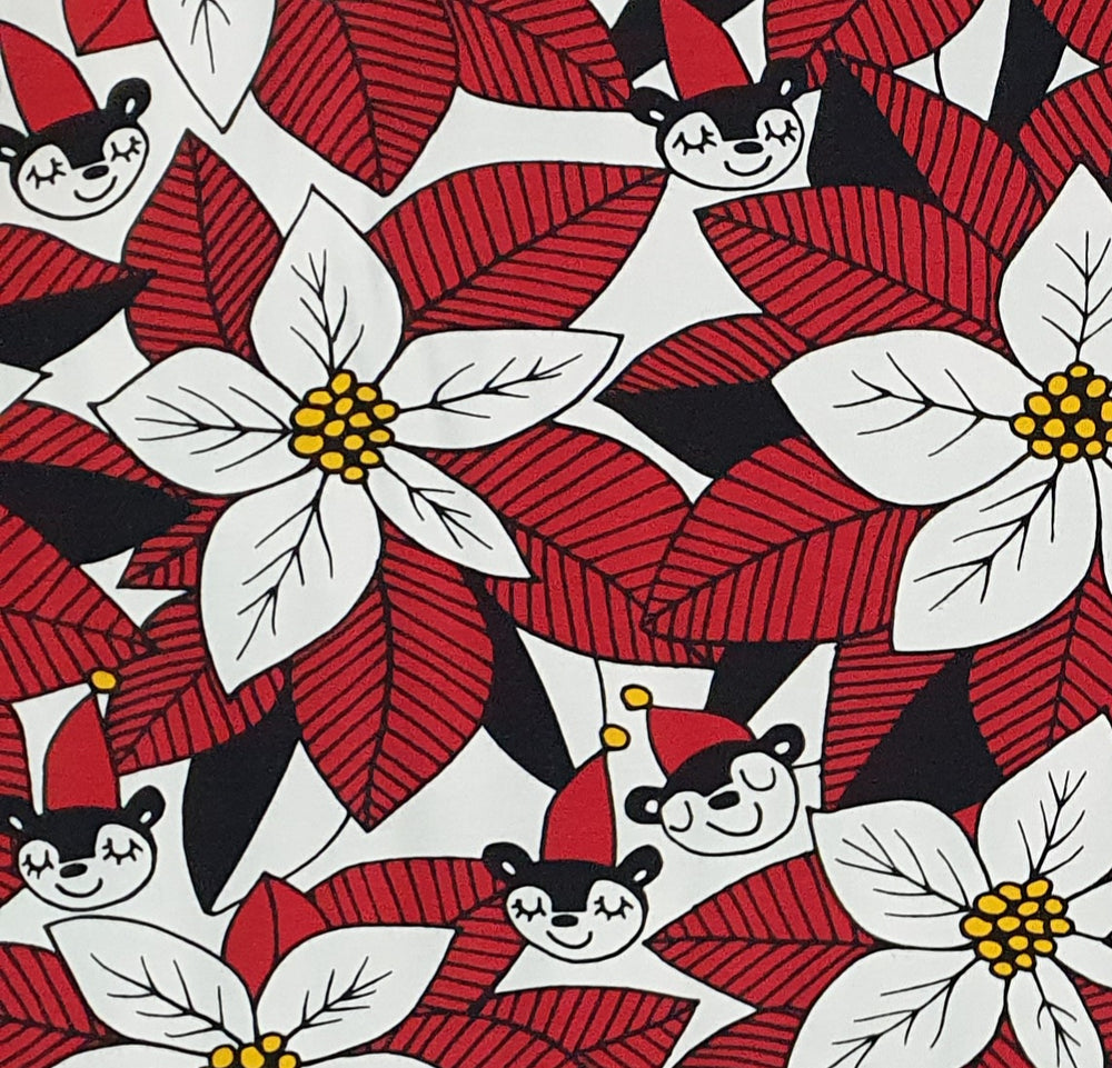 PaaPii Poinsettias Red Christmas Organic Cotton Lycra