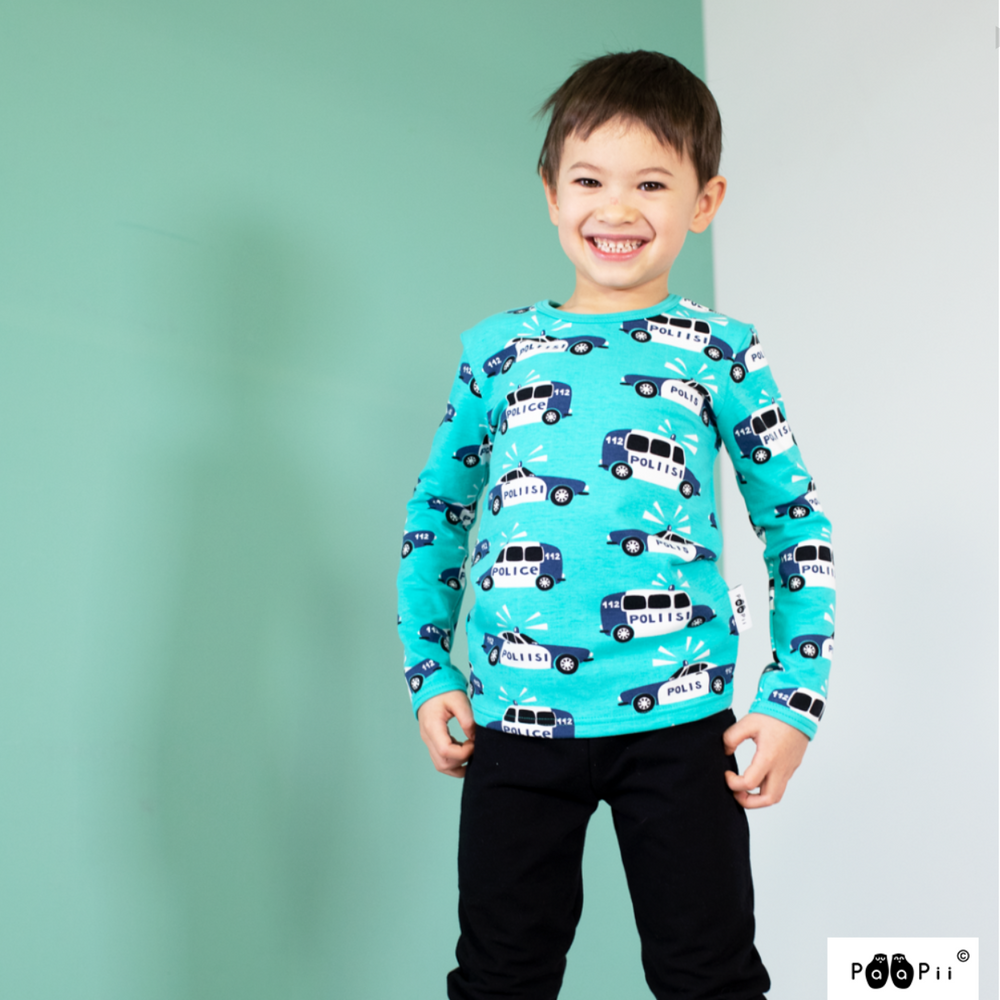 
                      
                        PaaPii Police Cars Turquoise Organic Cotton Lycra
                      
                    