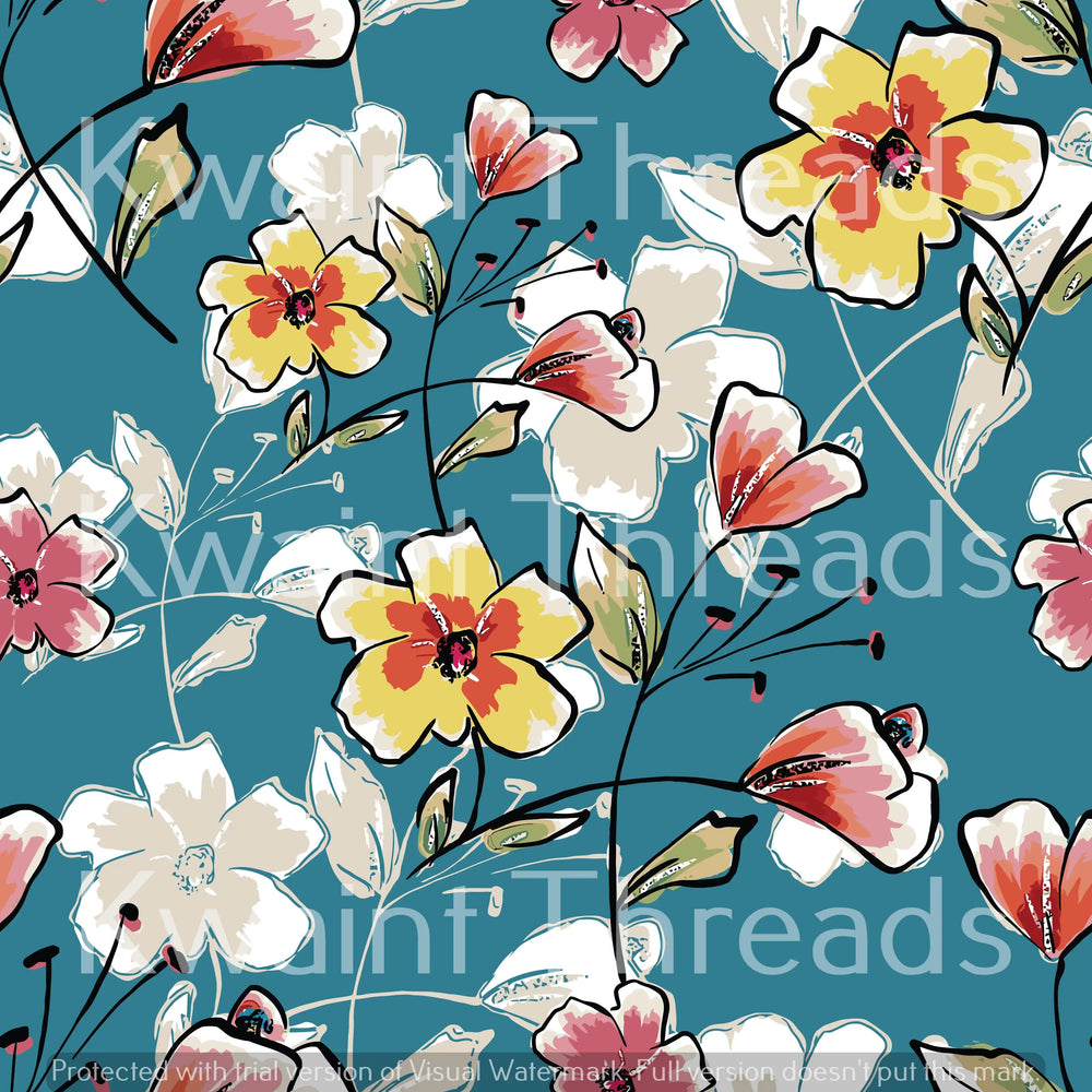 JustRedBean Teal Floral