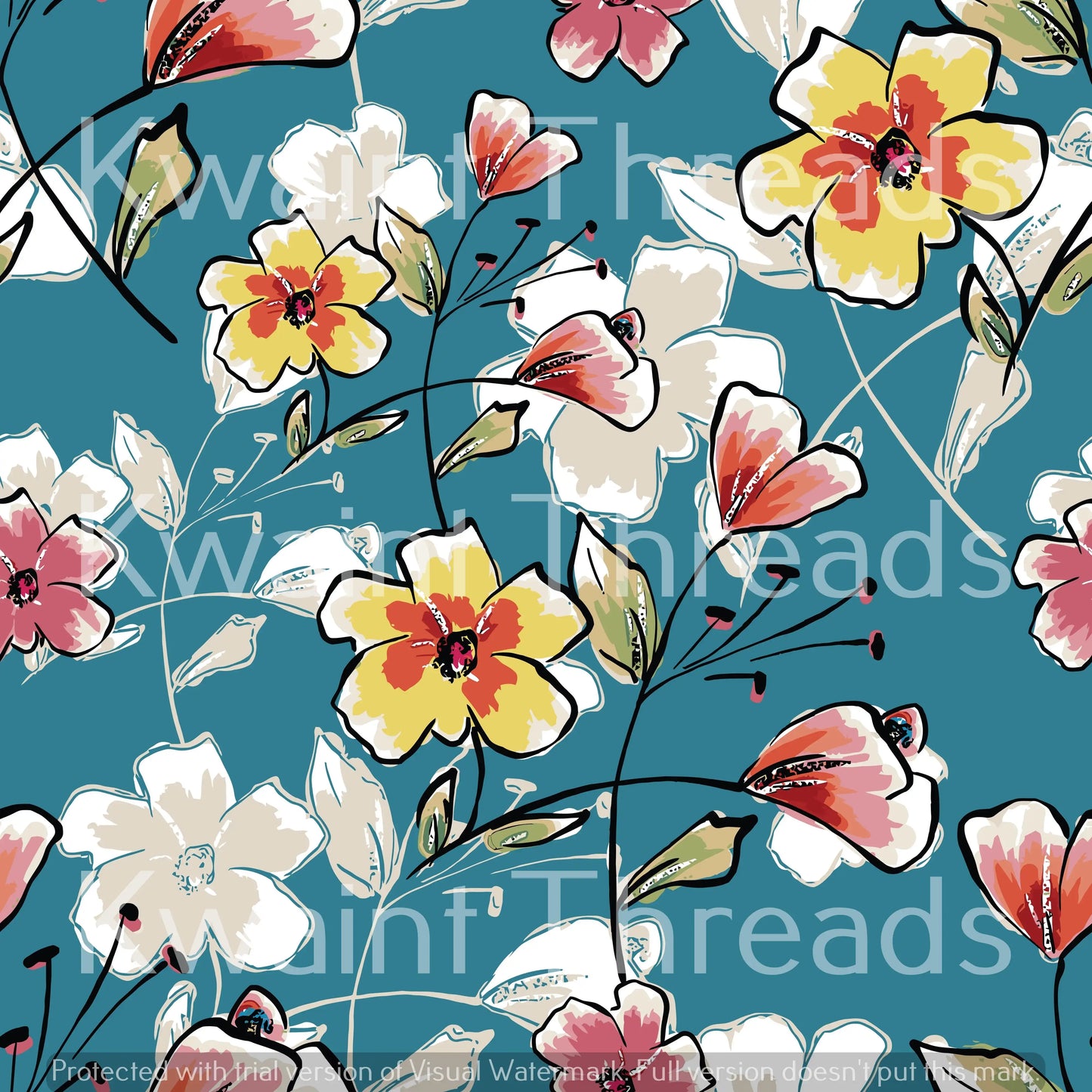 JustRedBean Teal Floral