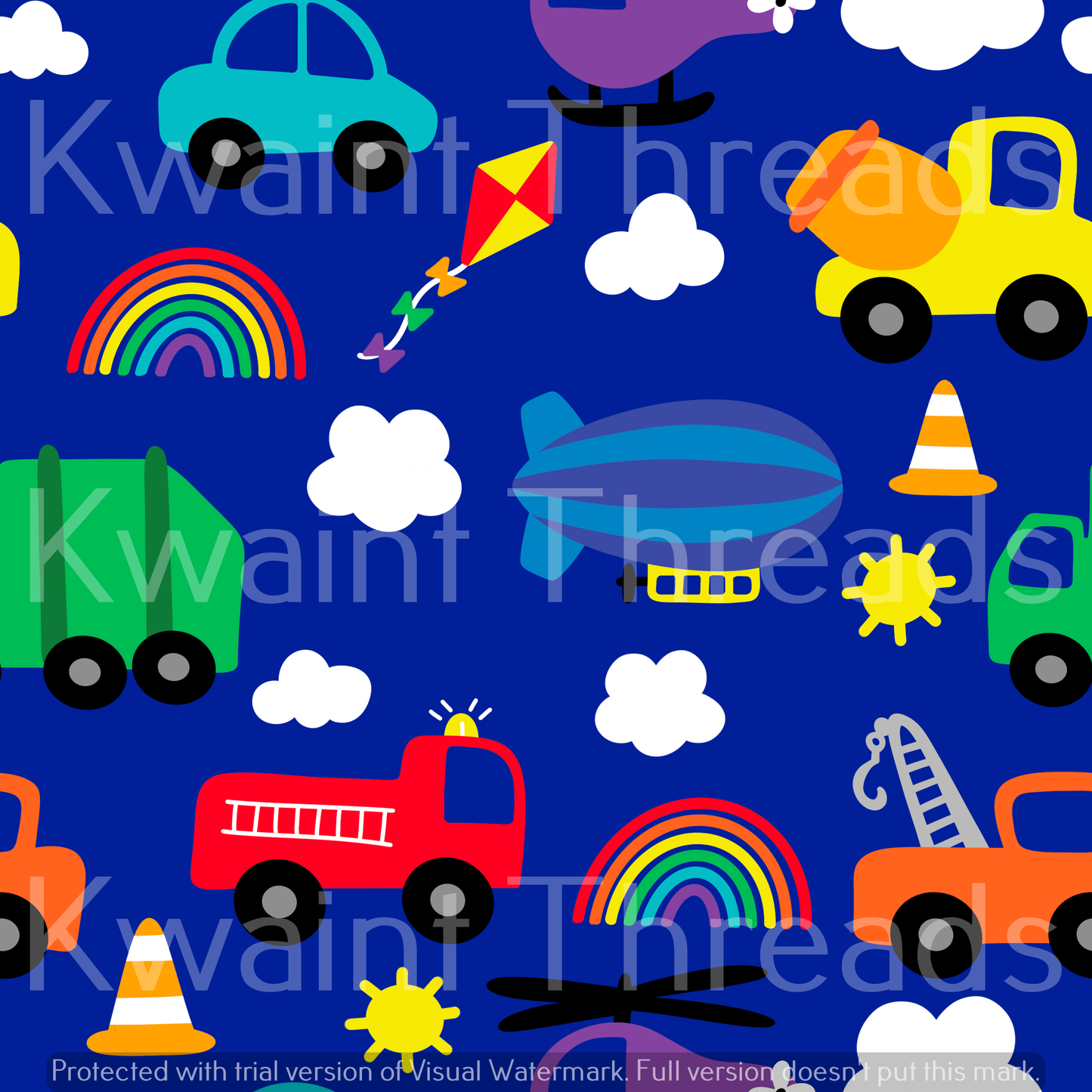 Fabric Mama Transport Rainbow Cars Trucks Fabric On Demand Pre Order