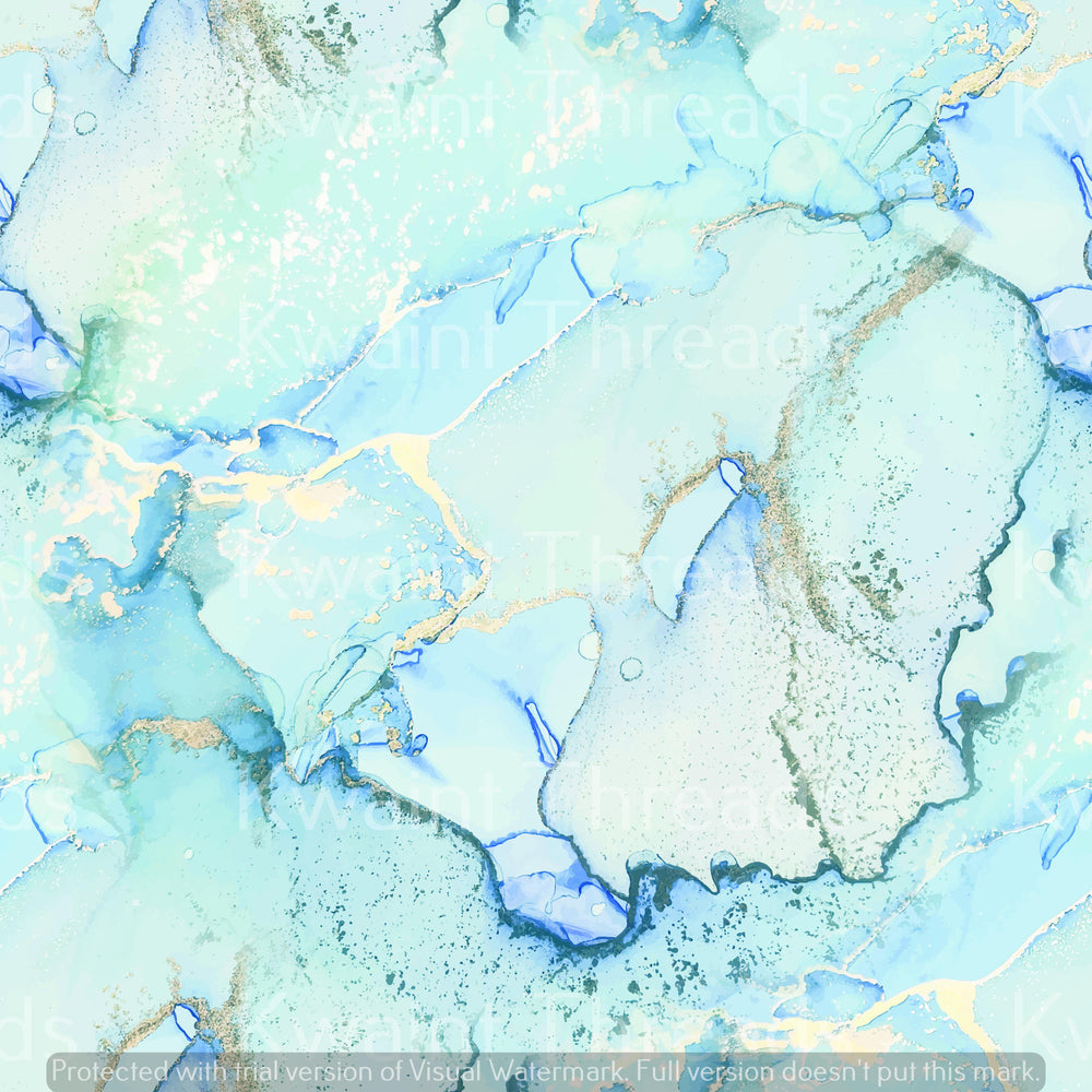 Kwaint Ink  Watercolour Marble Light Blue Pre order Fabric