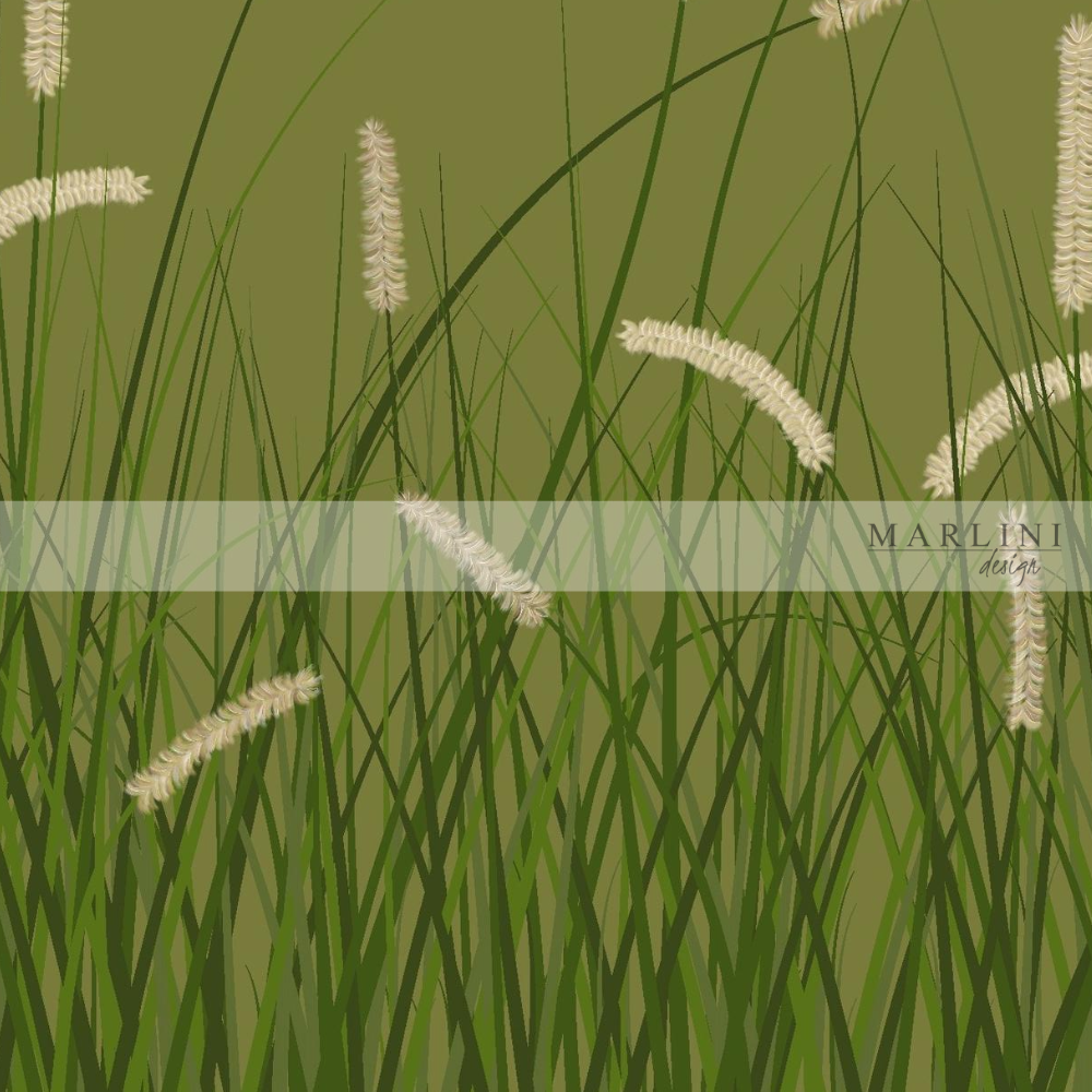 Marlini Wavy Grass Olive Border Print
