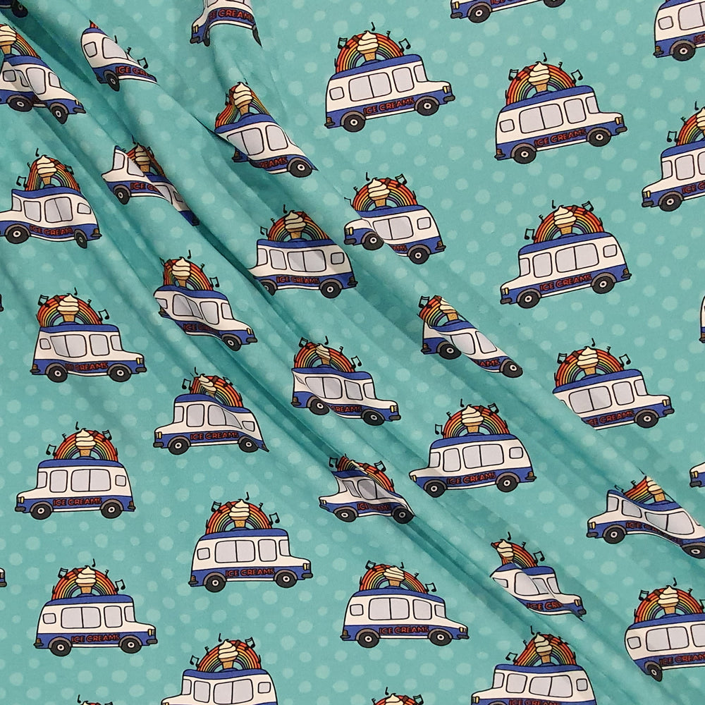 Fabric Mama Chimes Ice Cream Truck Organic Cotton Lycra French Te