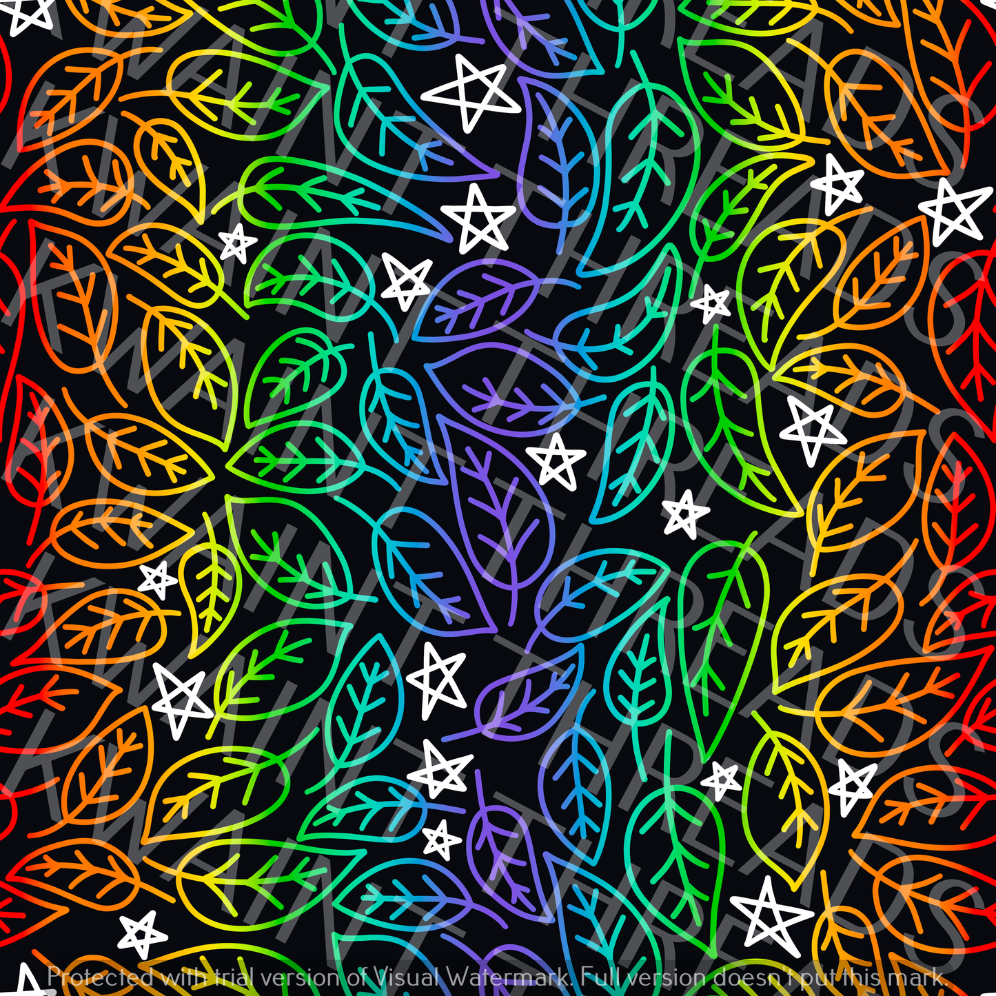 Fabric Mama Beleaf In Yourself Rainbow Leaves Stars Fabric On Demand Pre